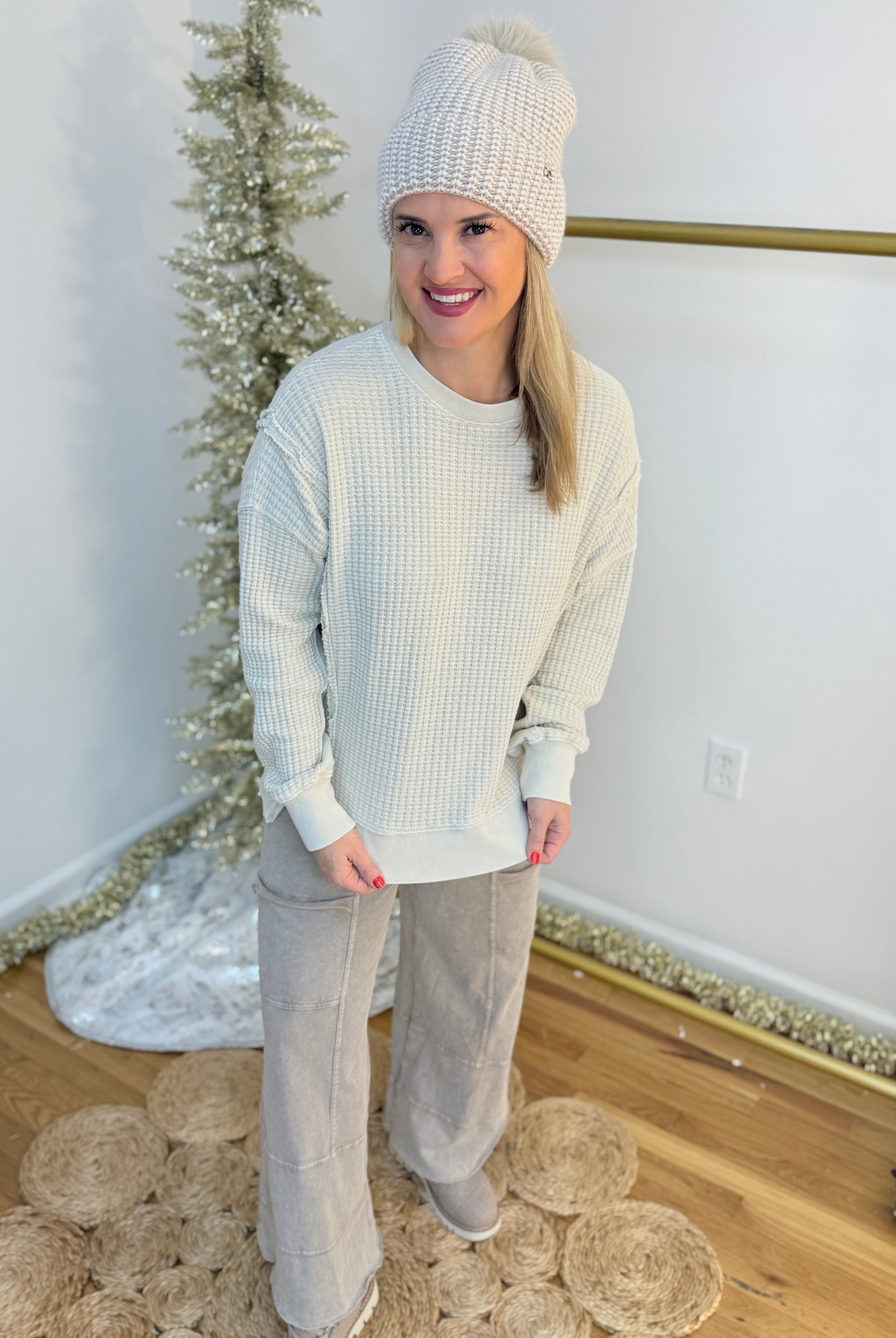 Winter-y Mix Thermal Top-110 Long Sleeve Top-easel-The Lovely Closet, Women's Fashion Boutique in Alexandria, KY