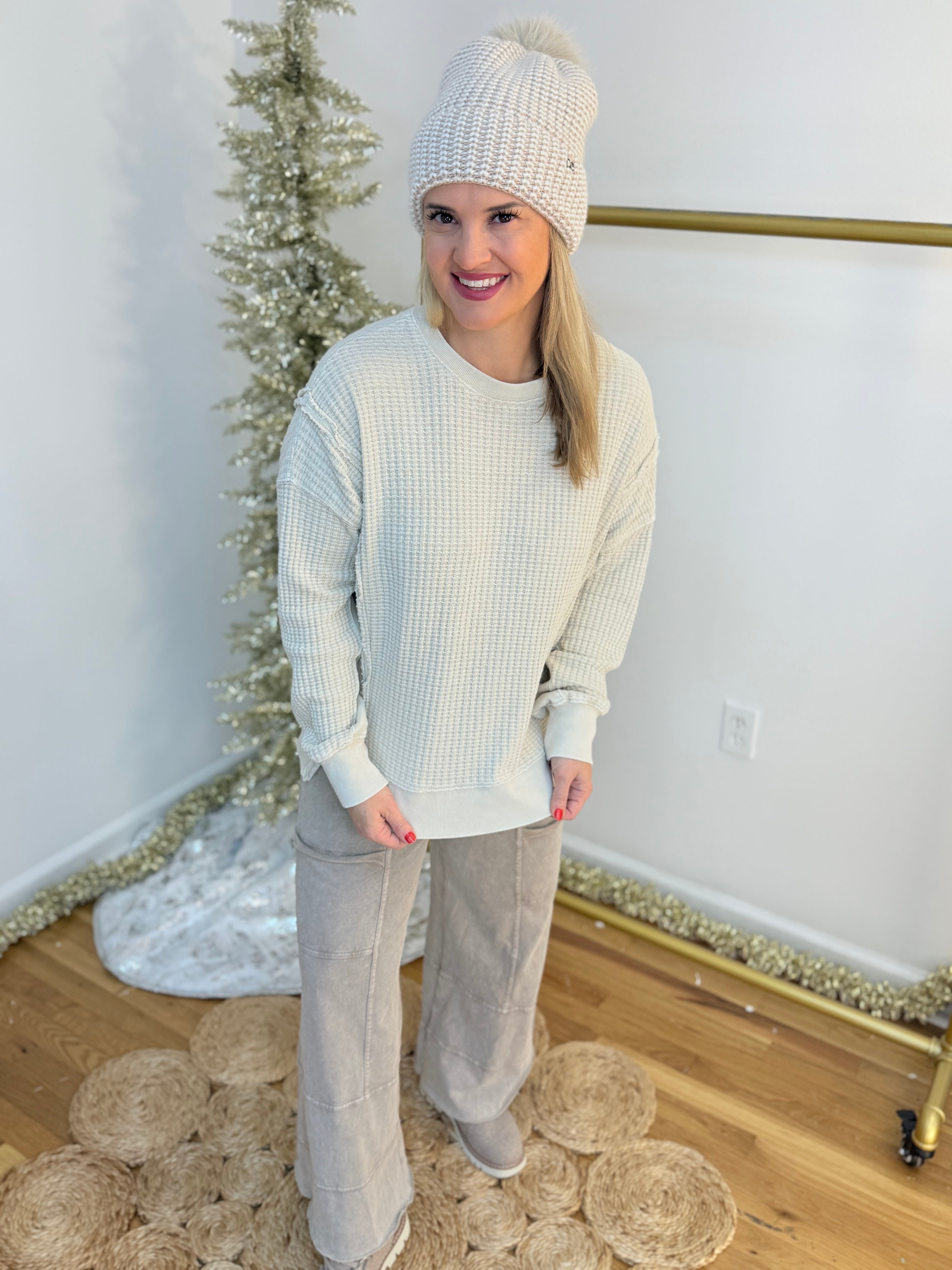 Winter-y Mix Thermal Top-110 Long Sleeve Top-easel-The Lovely Closet, Women's Fashion Boutique in Alexandria, KY