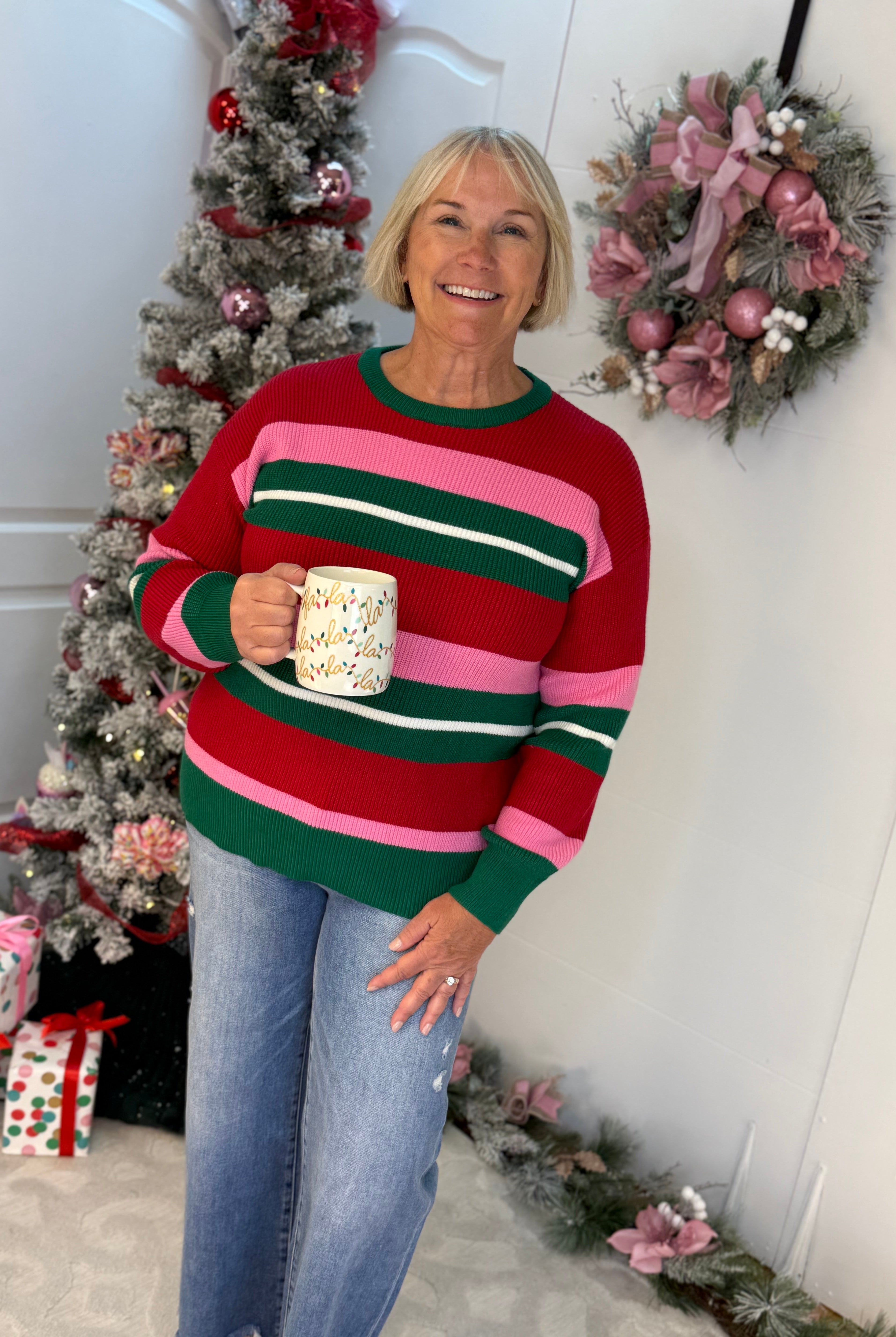 Logan Holiday Striped Sweater-350 Holiday-Mary Square-The Lovely Closet, Women's Fashion Boutique in Alexandria, KY