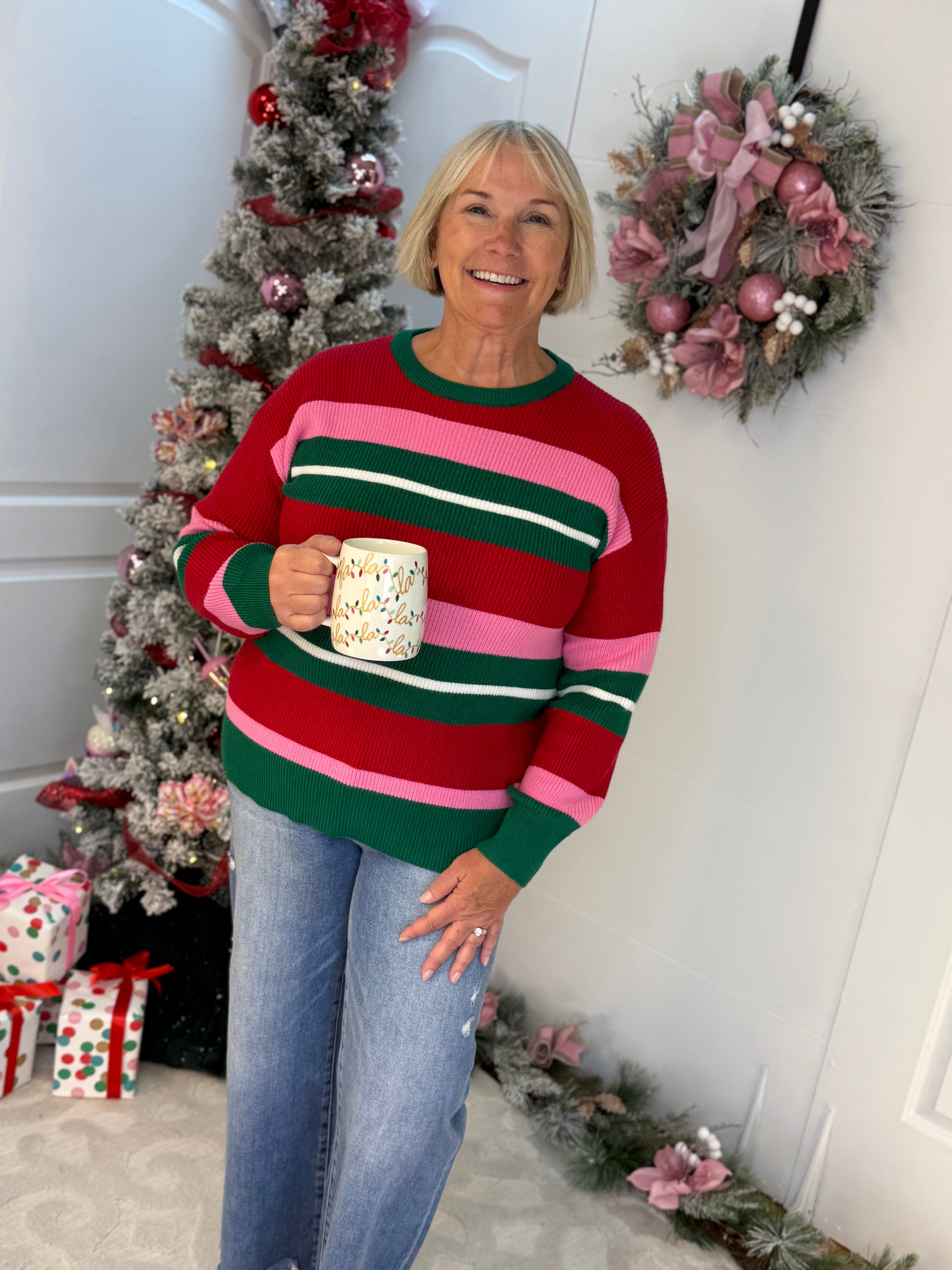 Logan Holiday Striped Sweater-350 Holiday-Mary Square-The Lovely Closet, Women's Fashion Boutique in Alexandria, KY