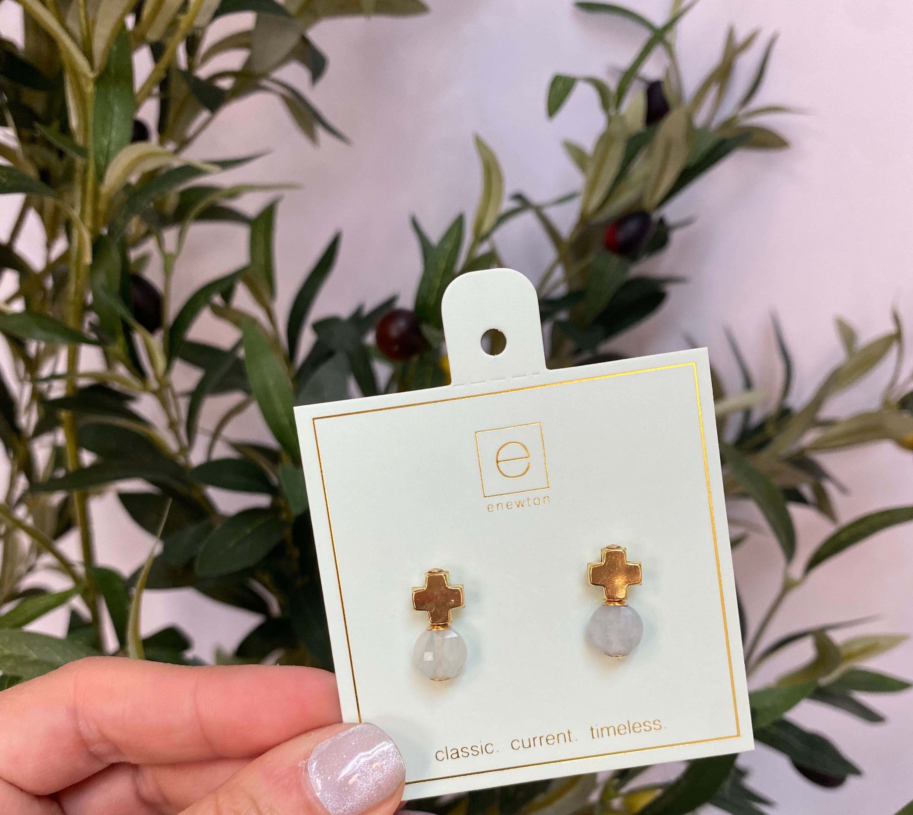 Signature Gold Cross Stud - Gemstone-260 eNewton-eNewton-The Lovely Closet, Women's Fashion Boutique in Alexandria, KY