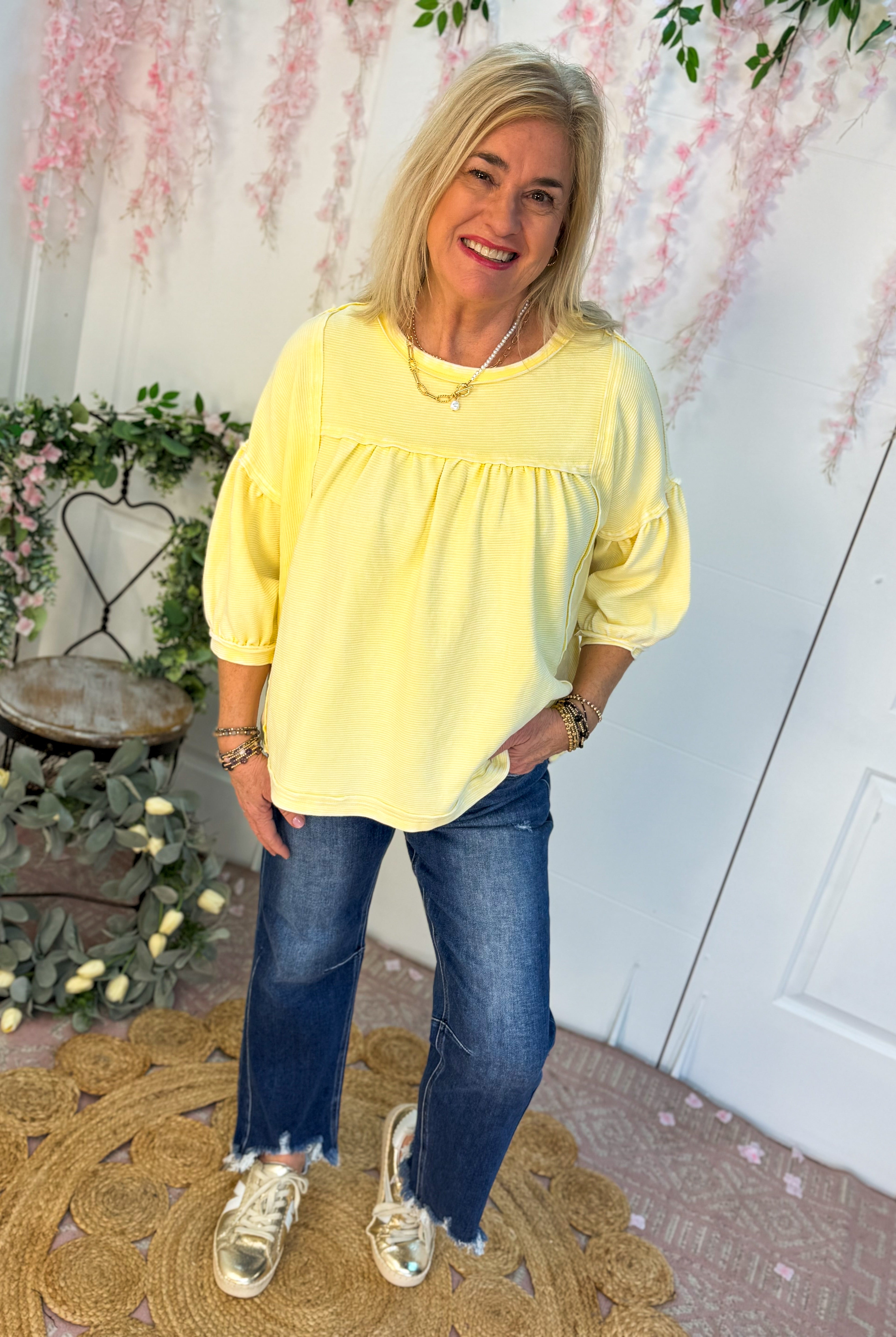 Walking on Sunshine Top-100 Short Sleeve Tops-easel-The Lovely Closet, Women's Fashion Boutique in Alexandria, KY
