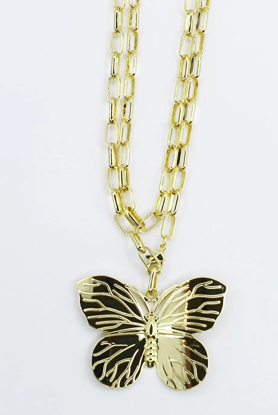 Wings of Grace Double Chain Butterfly Necklace-280 Accessories-Treasure Jewels Inc.-The Lovely Closet, Women's Fashion Boutique in Alexandria, KY