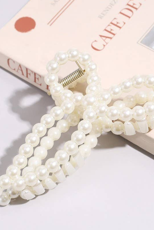 Pearl Bow Hair Claw Clip-280 Accessories-JOSSLYN by wall to wall-The Lovely Closet, Women's Fashion Boutique in Alexandria, KY