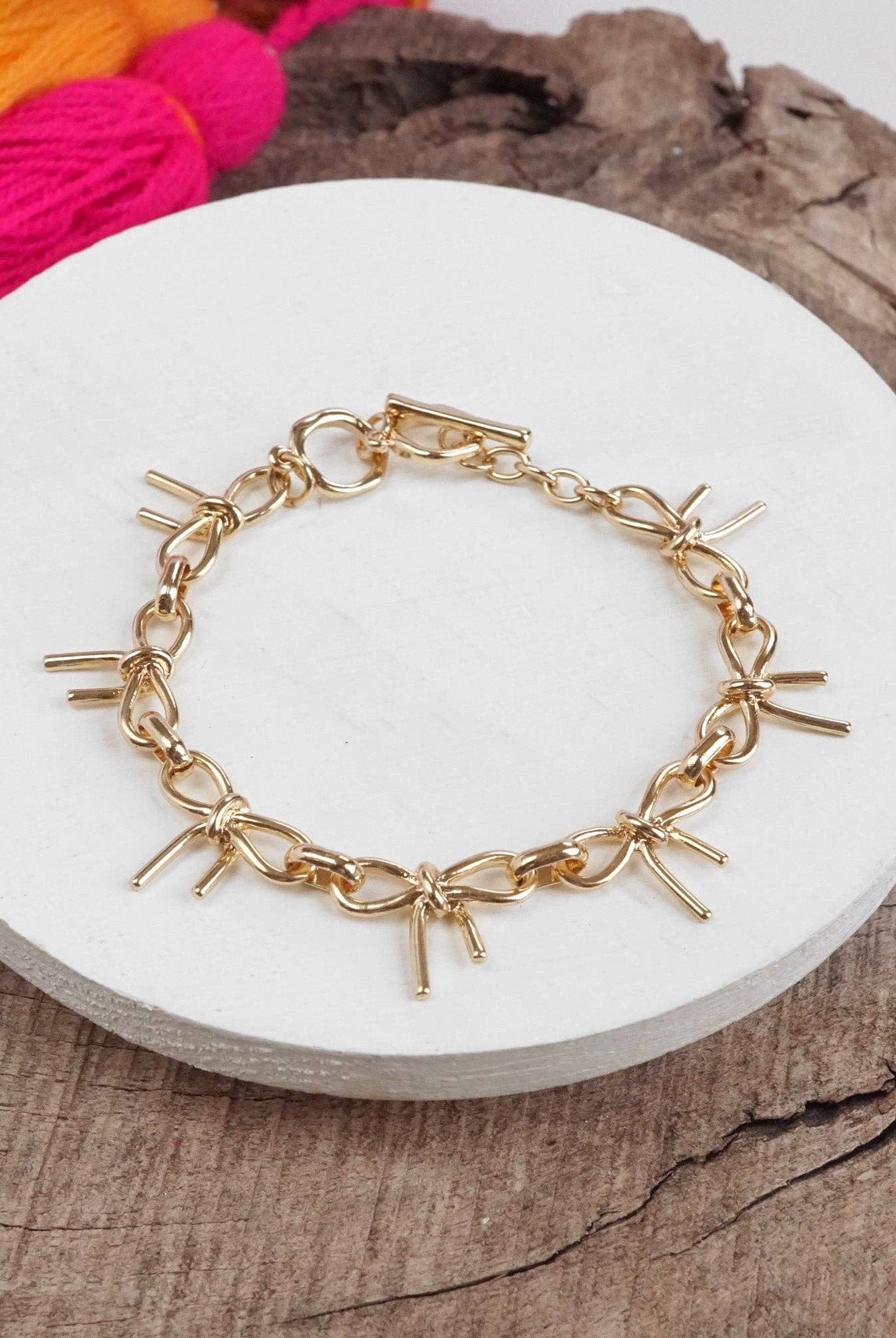 Bow Link Bracelet - Gold-250 Jewelry-PennyLine inc-The Lovely Closet, Women's Fashion Boutique in Alexandria, KY