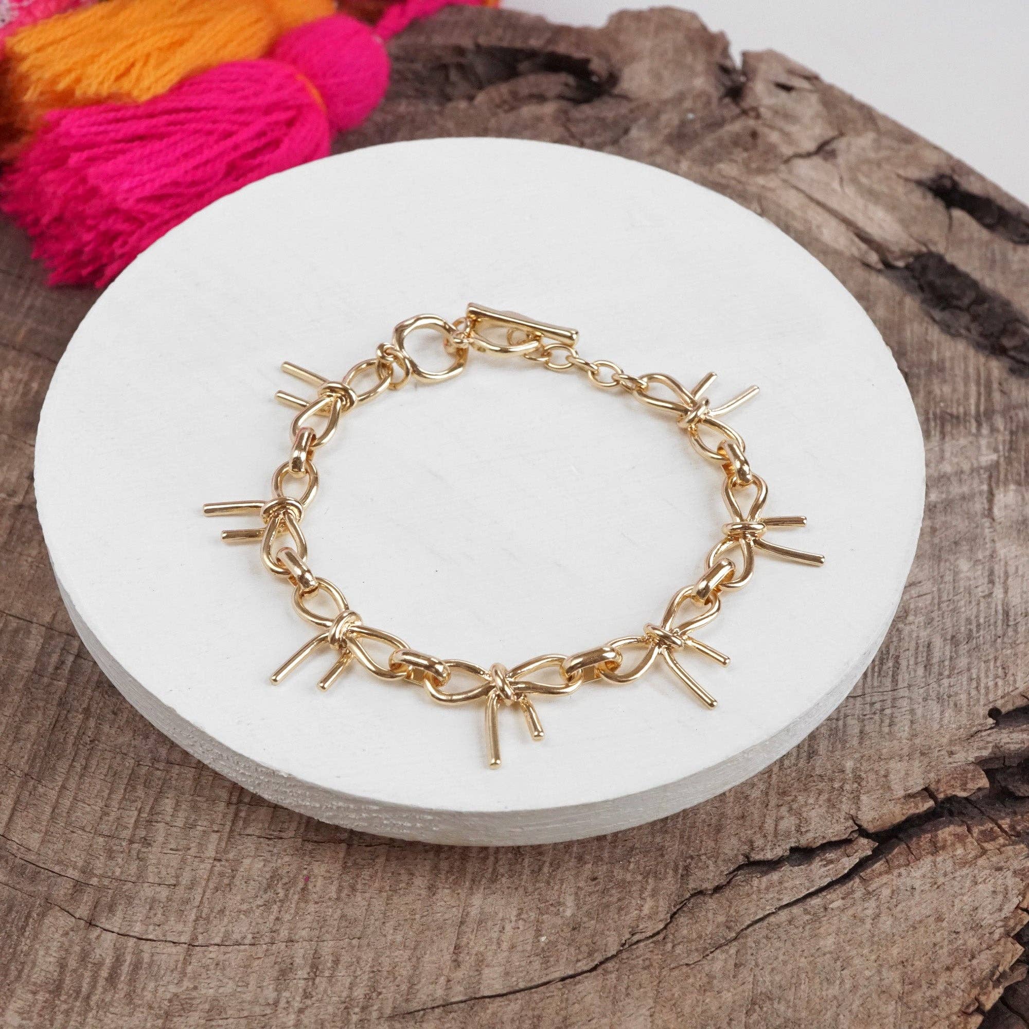 Bow Link Bracelet - Gold-250 Jewelry-PennyLine inc-The Lovely Closet, Women's Fashion Boutique in Alexandria, KY