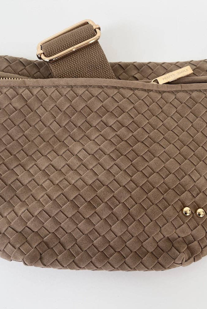 Suede Westlyn Woven Bum Bag -Suede Taupe-290 Bag/Handbags-Pretty Simple-The Lovely Closet, Women's Fashion Boutique in Alexandria, KY