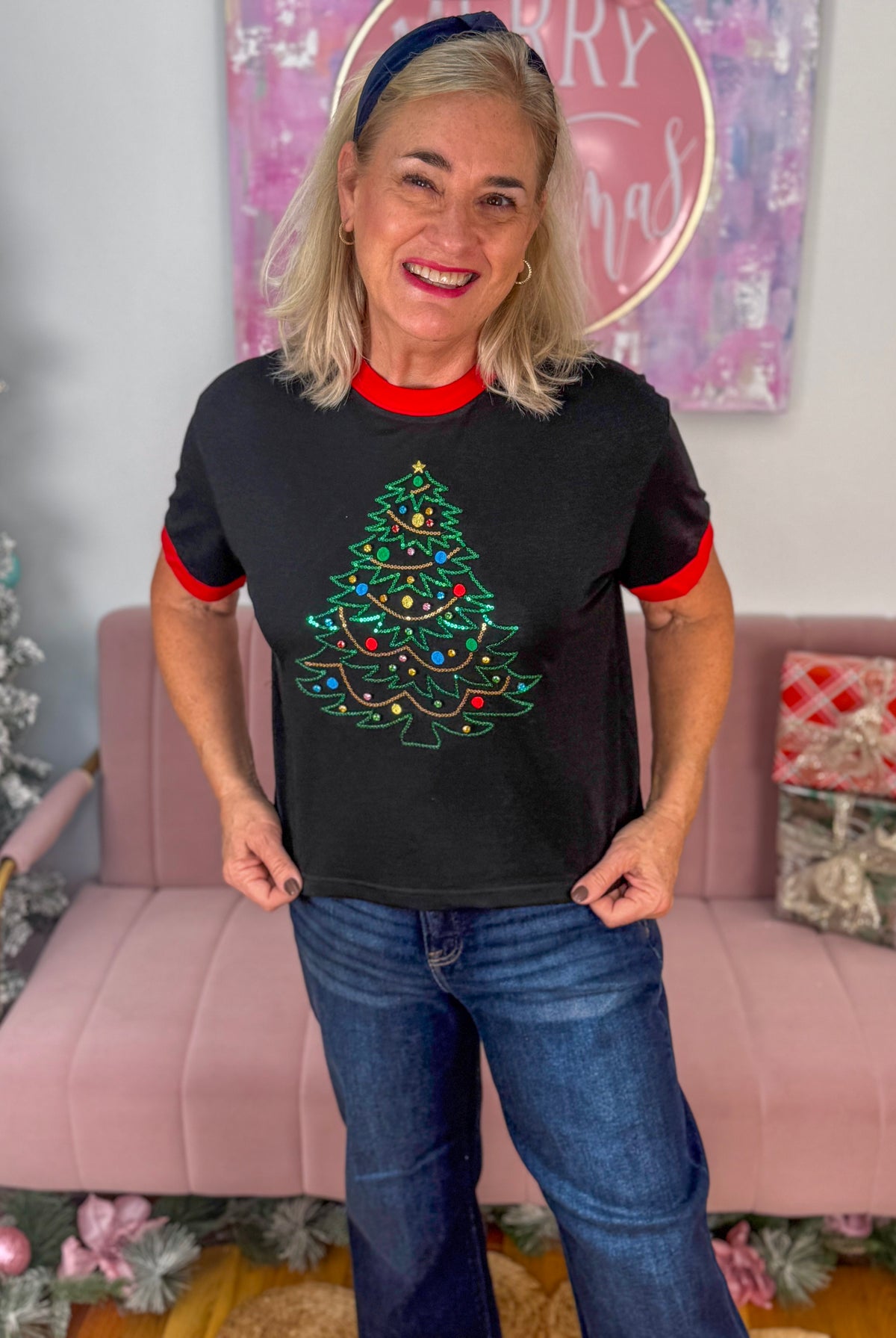 Embellished Christmas Tree Tee-350 Holiday-Jess Lea-The Lovely Closet, Women's Fashion Boutique in Alexandria, KY