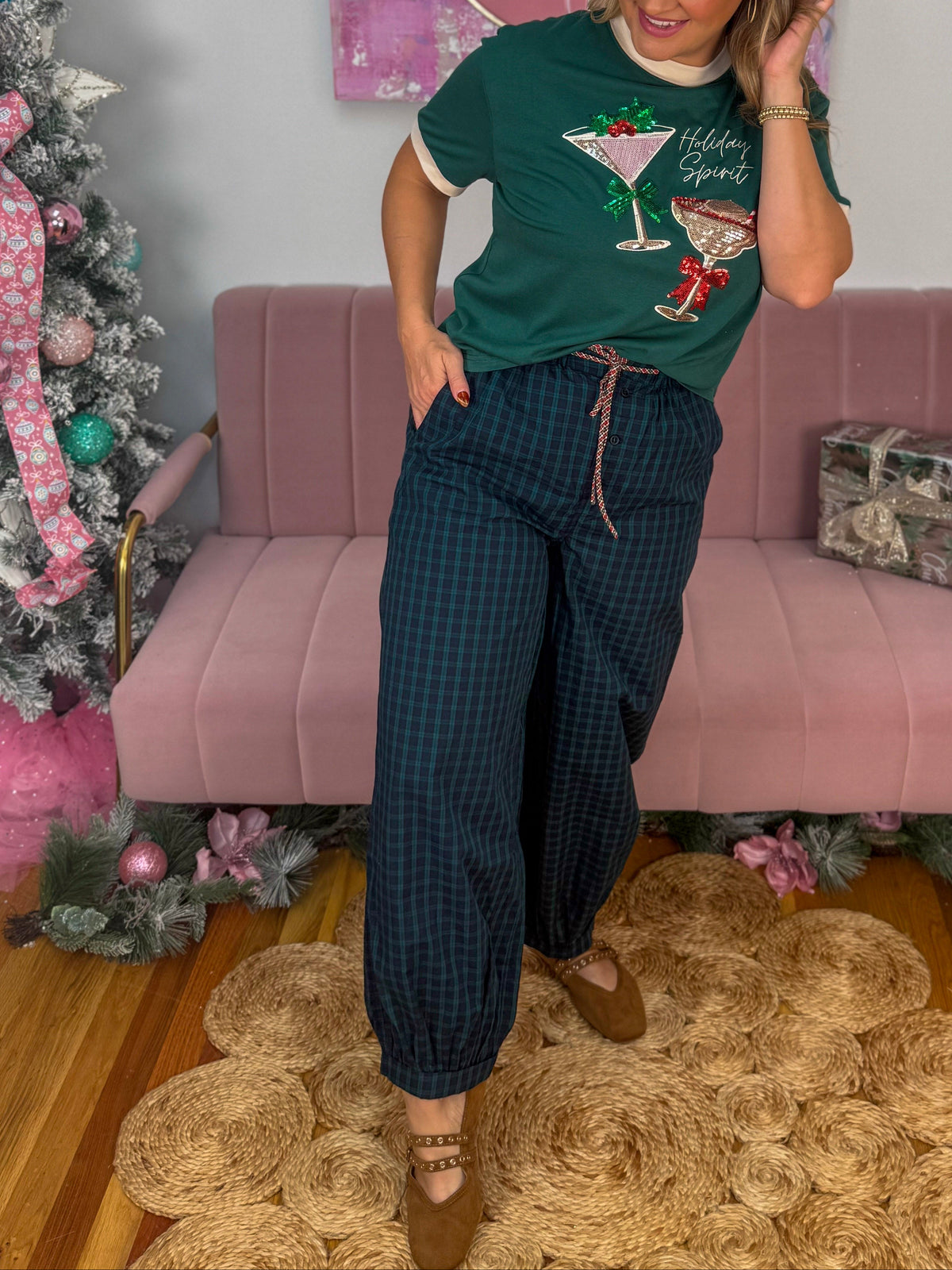 Cozy Plaid Drawstring Joggers-240 Pants-Main Strip-The Lovely Closet, Women's Fashion Boutique in Alexandria, KY