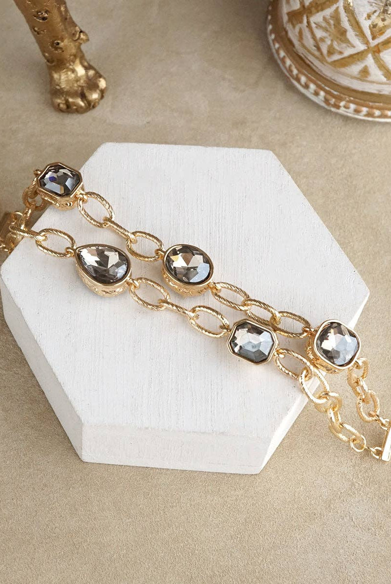 Chain Bracelet with Reflective Crystals-250 Jewelry-PennyLine inc-The Lovely Closet, Women's Fashion Boutique in Alexandria, KY