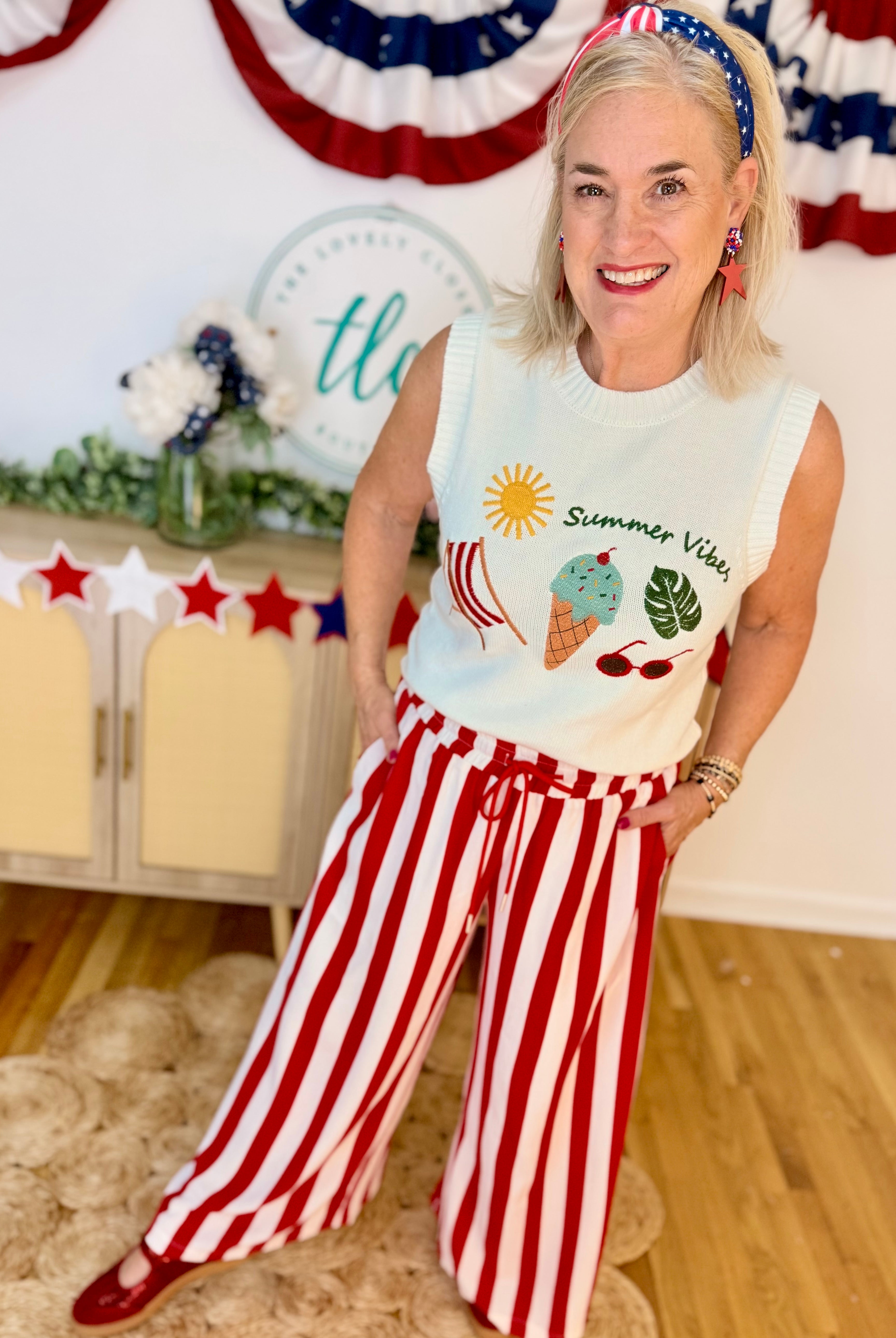 Festive for the 4th Wide Leg Pants-240 Pants-Anniewear-The Lovely Closet, Women's Fashion Boutique in Alexandria, KY