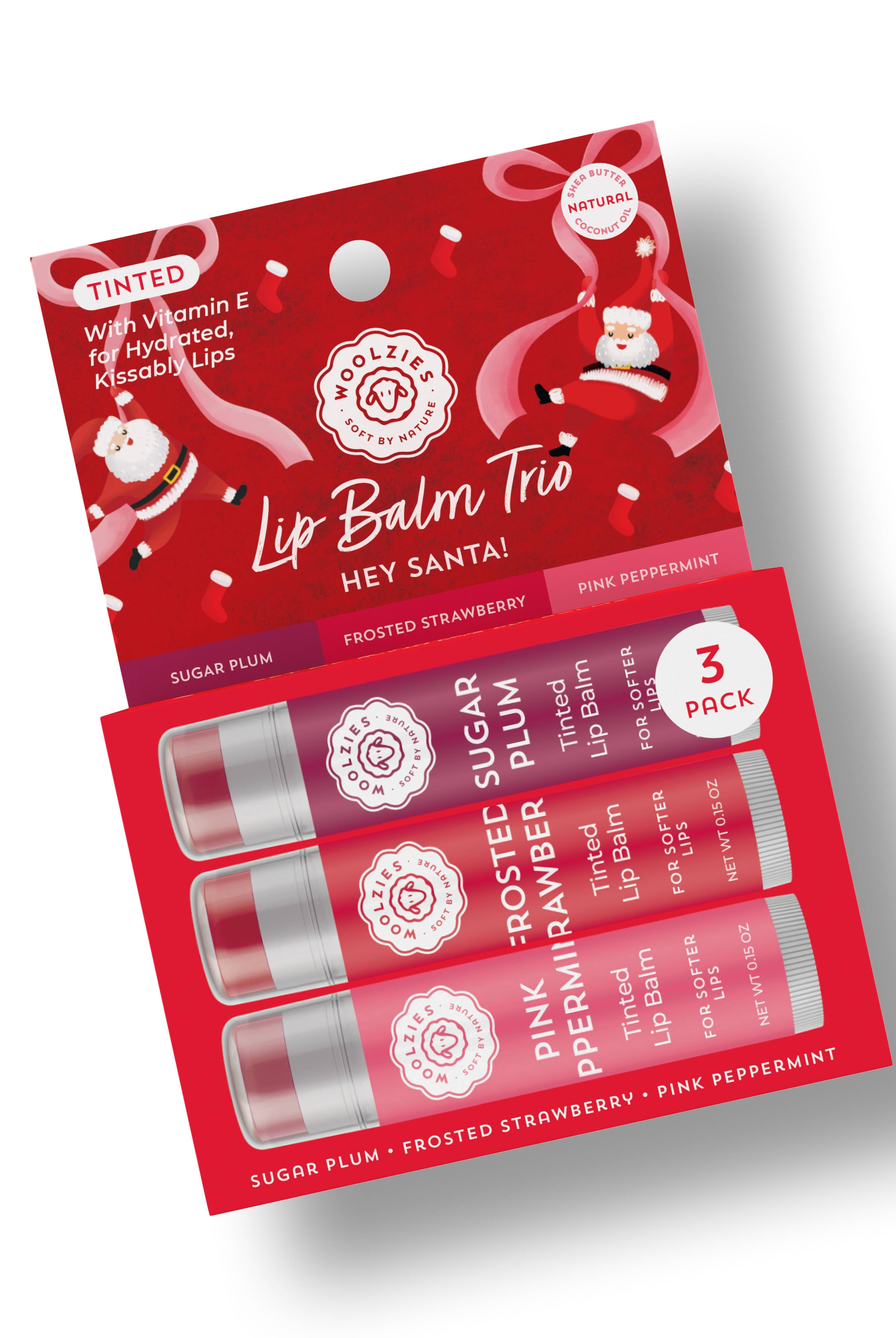 Tinted Shea Butter Lip Balm Trio – Hey Santa!-350 Holiday-Woolzies-The Lovely Closet, Women's Fashion Boutique in Alexandria, KY