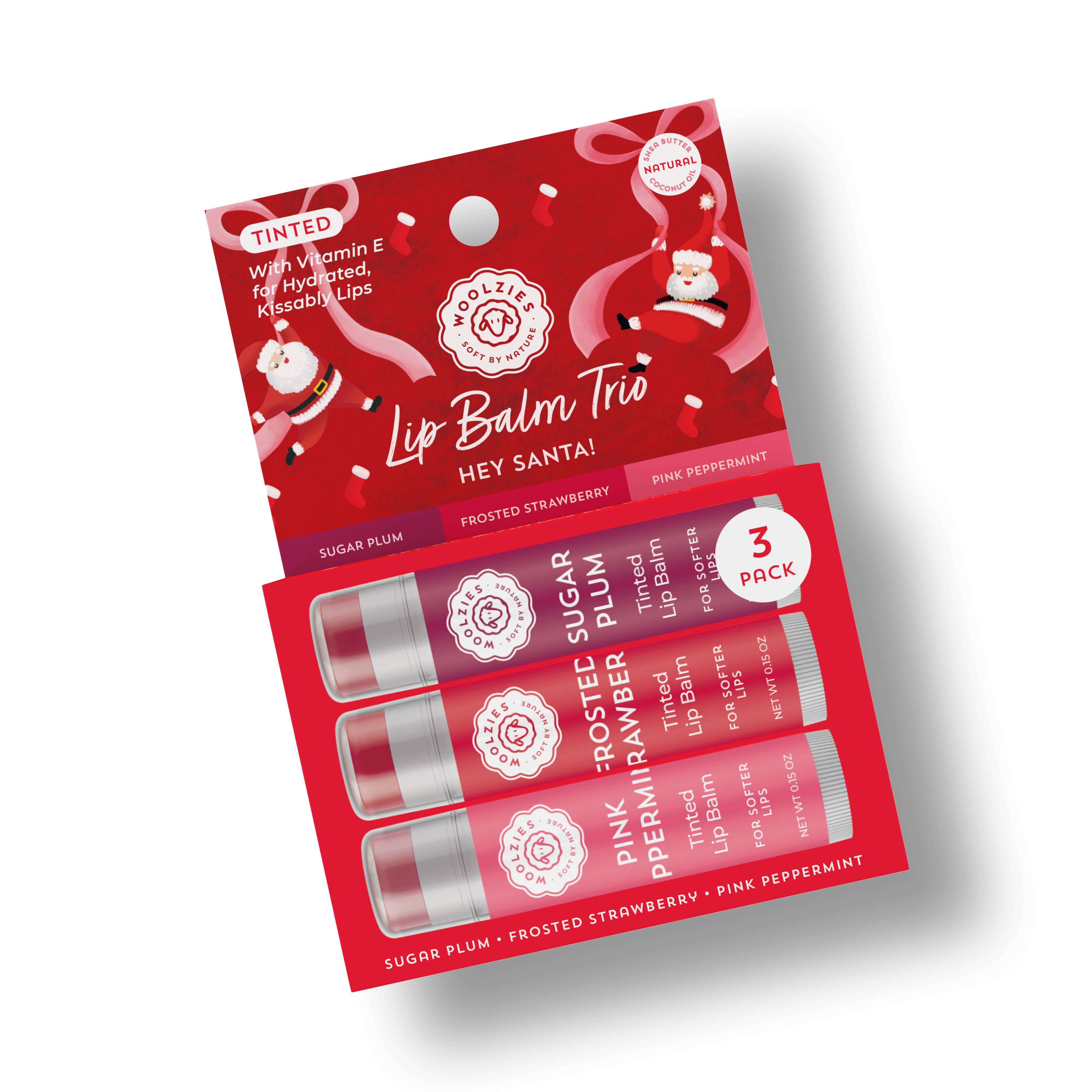 Tinted Shea Butter Lip Balm Trio – Hey Santa!-350 Holiday-Woolzies-The Lovely Closet, Women's Fashion Boutique in Alexandria, KY