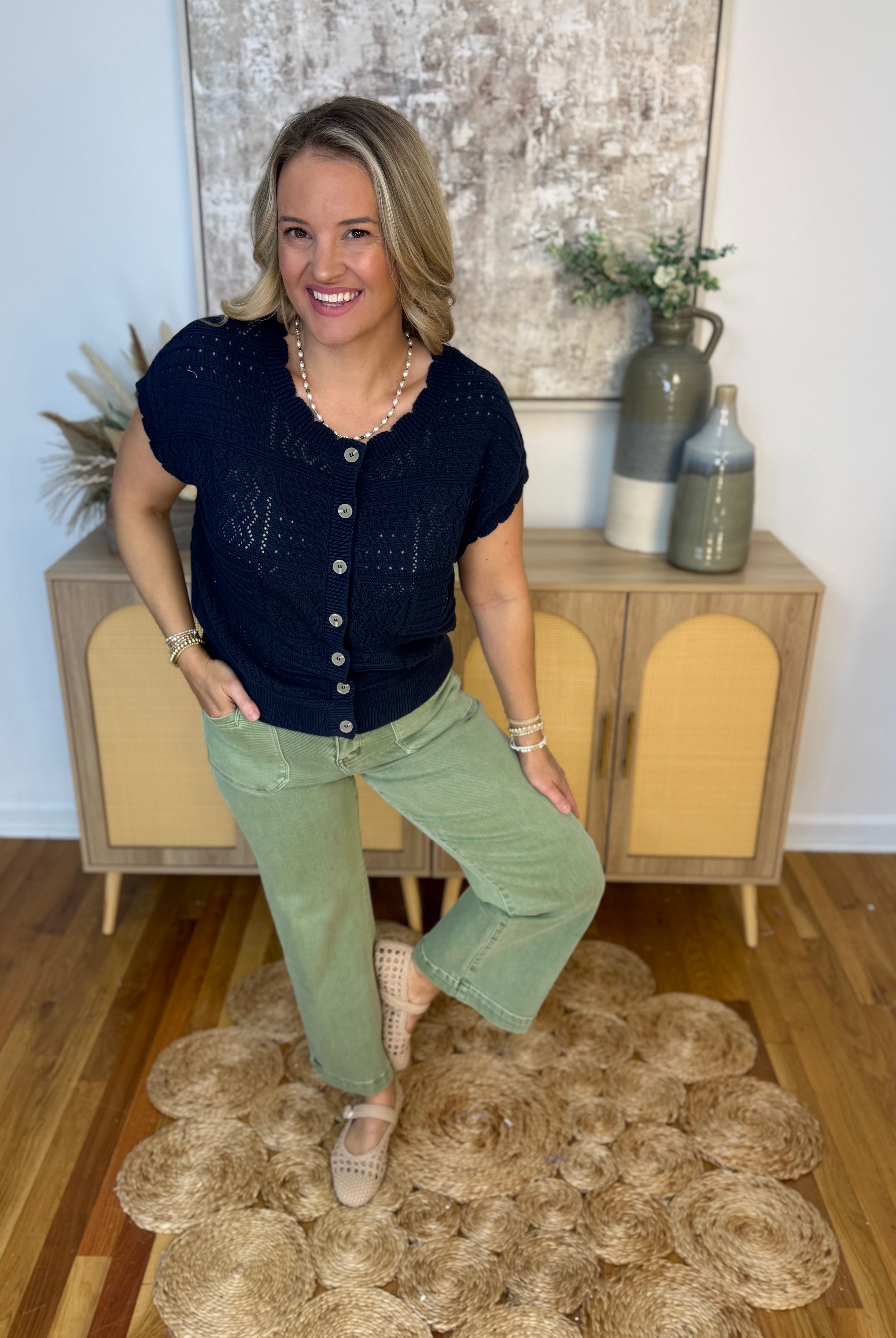 Coastline Short Sleeve Cadigan-100 Short Sleeve Tops-Blu Pepper-The Lovely Closet, Women's Fashion Boutique in Alexandria, KY