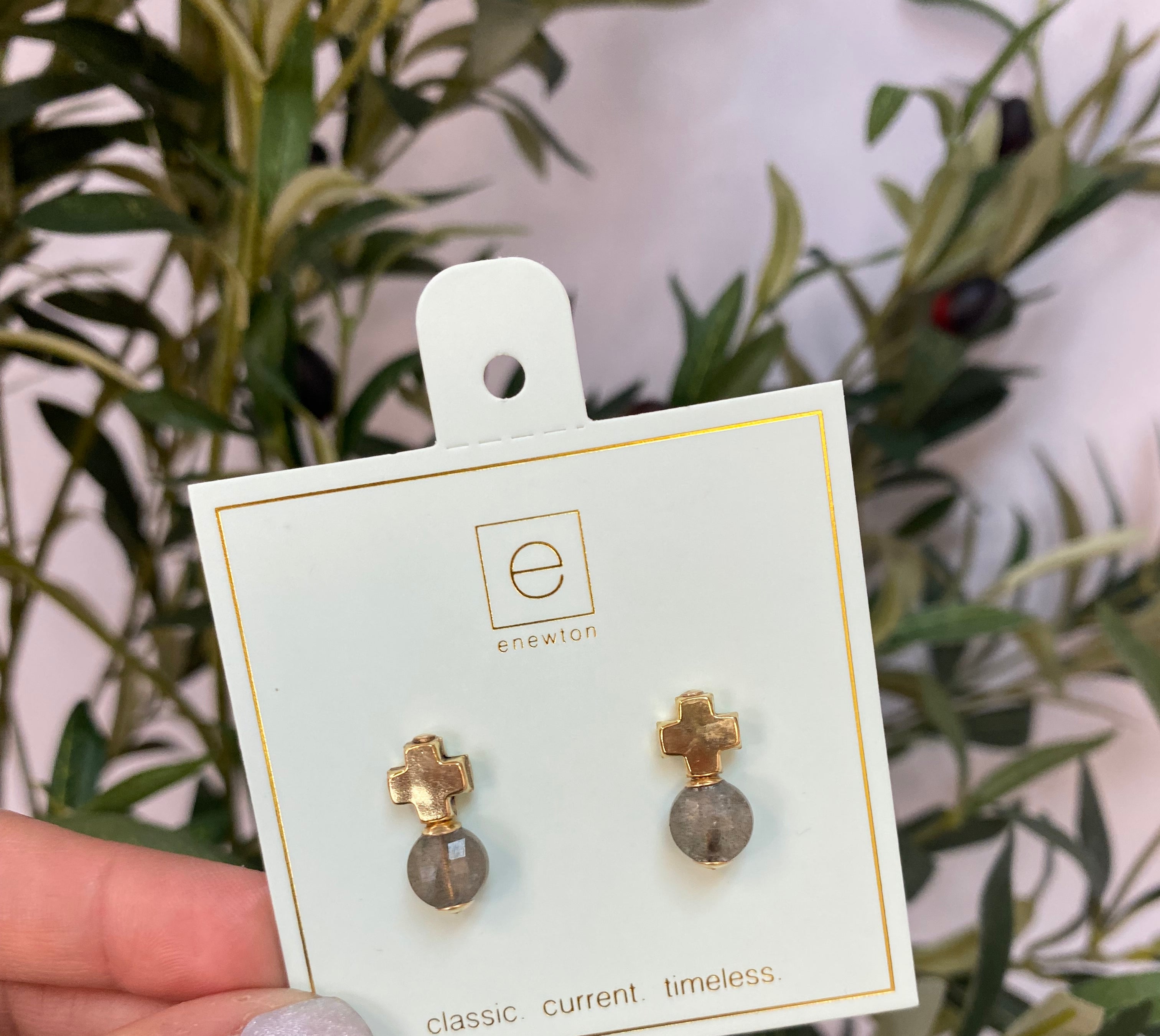 Signature Gold Cross Stud - Gemstone-260 eNewton-eNewton-The Lovely Closet, Women's Fashion Boutique in Alexandria, KY