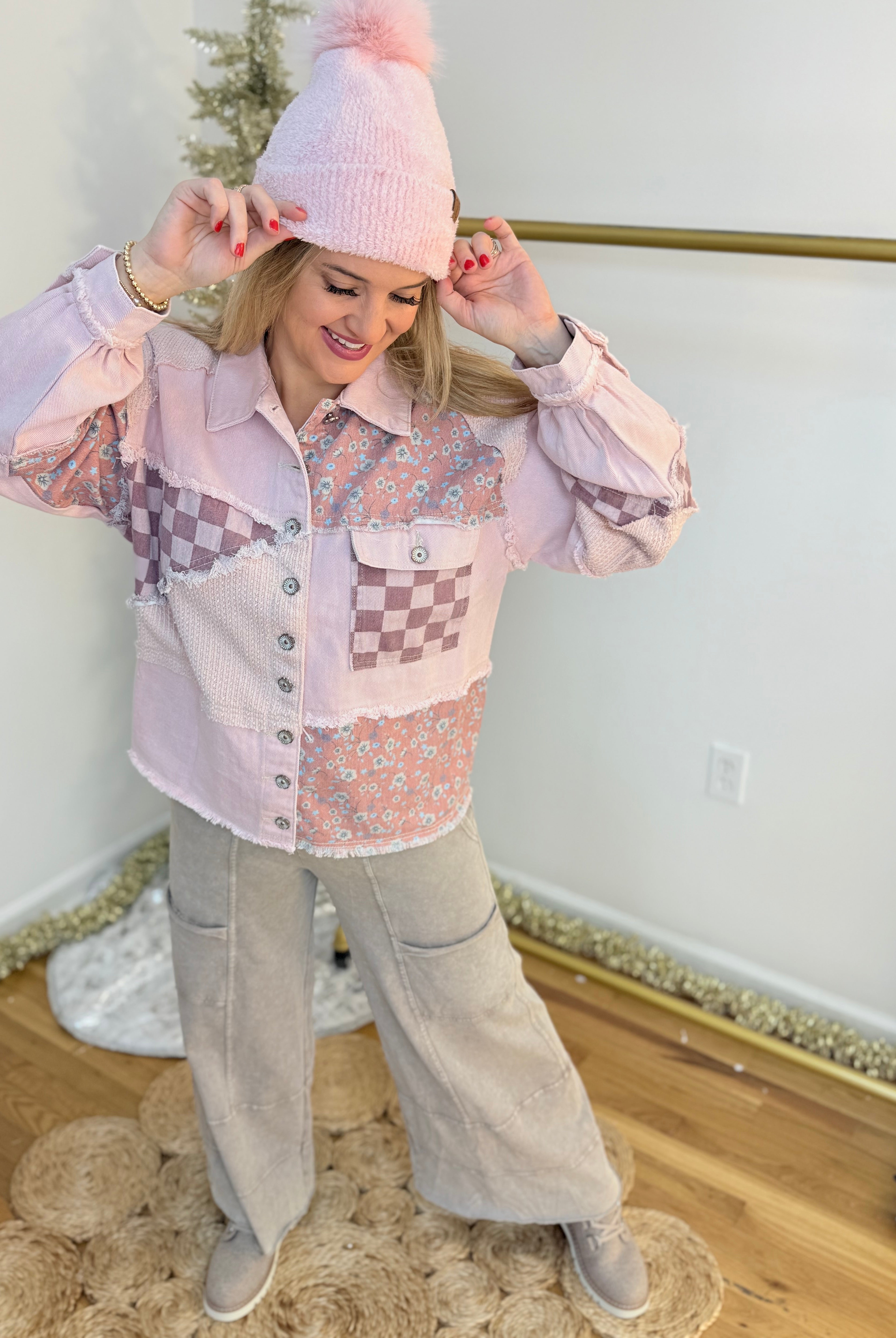 Patchwork Please Denim Jacket-170 Jackets/Outerwear-POL-The Lovely Closet, Women's Fashion Boutique in Alexandria, KY