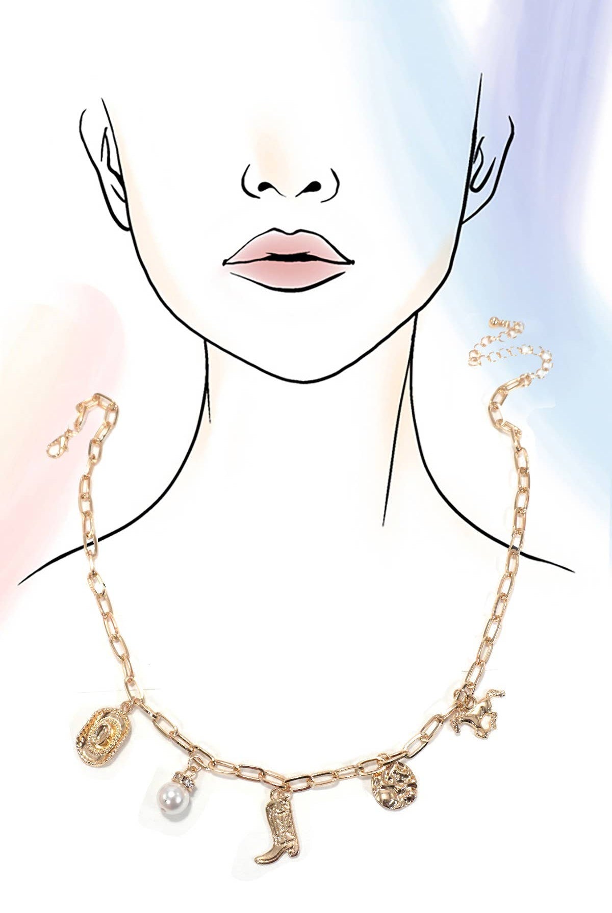 Western & Pearl Charm Necklace-280 Accessories-JOSSLYN by wall to wall-The Lovely Closet, Women's Fashion Boutique in Alexandria, KY