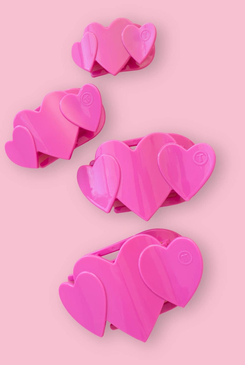 Flat Hair Clip | Medium | Pink Heart to Heart-300 Headwear-TELETIES-The Lovely Closet, Women's Fashion Boutique in Alexandria, KY