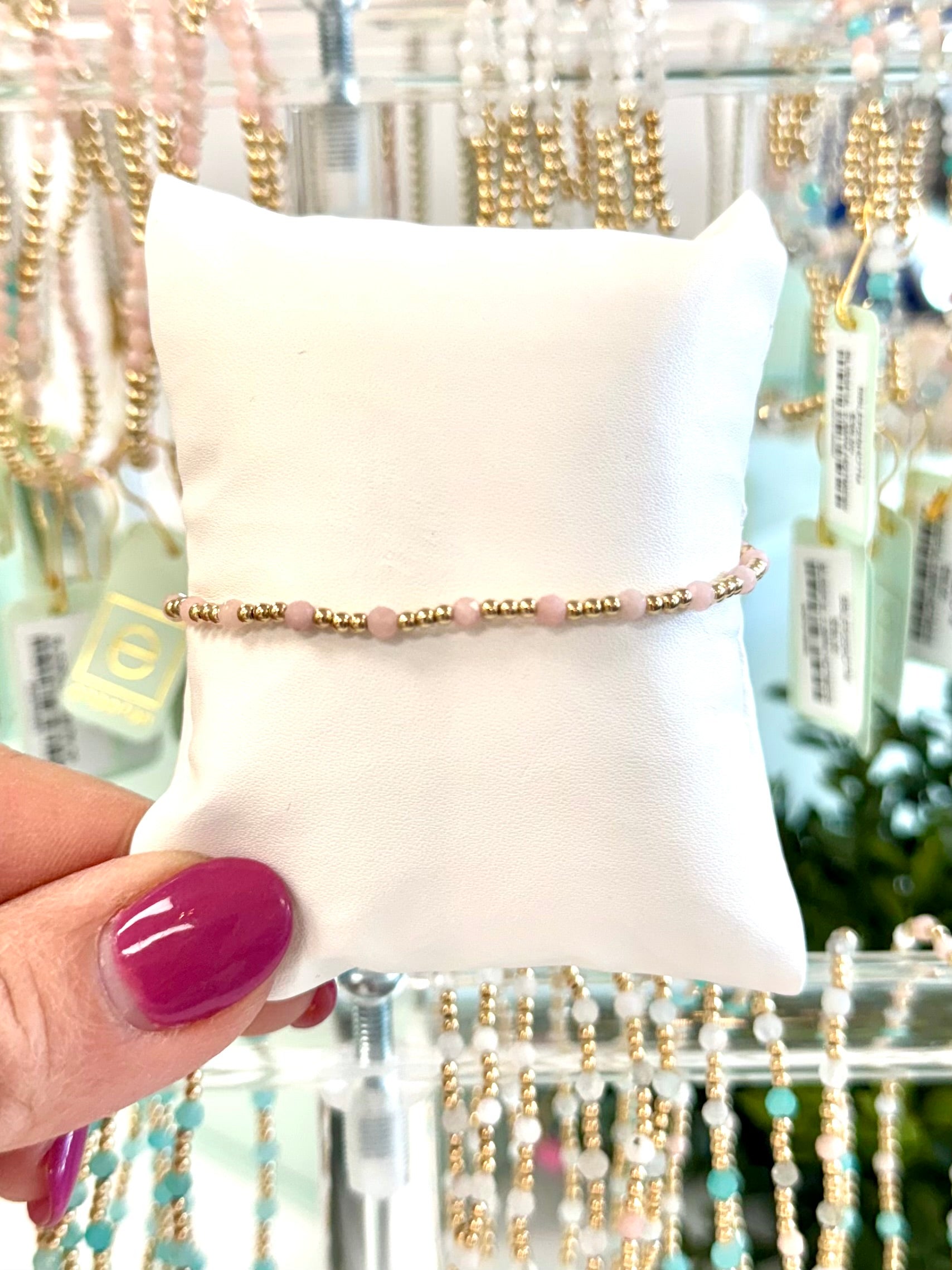 Sincerity Gold 3MM Gemstone Bracelet-260 eNewton-eNewton-The Lovely Closet, Women's Fashion Boutique in Alexandria, KY