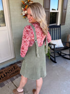 Maple Lane Overall Mini Dress - Olive-180 Dresses-Anniewear-The Lovely Closet, Women's Fashion Boutique in Alexandria, KY