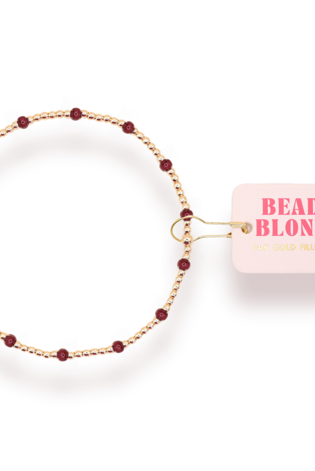 Maroon Dainty Poppi Bracelet: Gold / Extended 7.25 inch-bracelets-Beaded Blondes-The Lovely Closet, Women's Fashion Boutique in Alexandria, KY