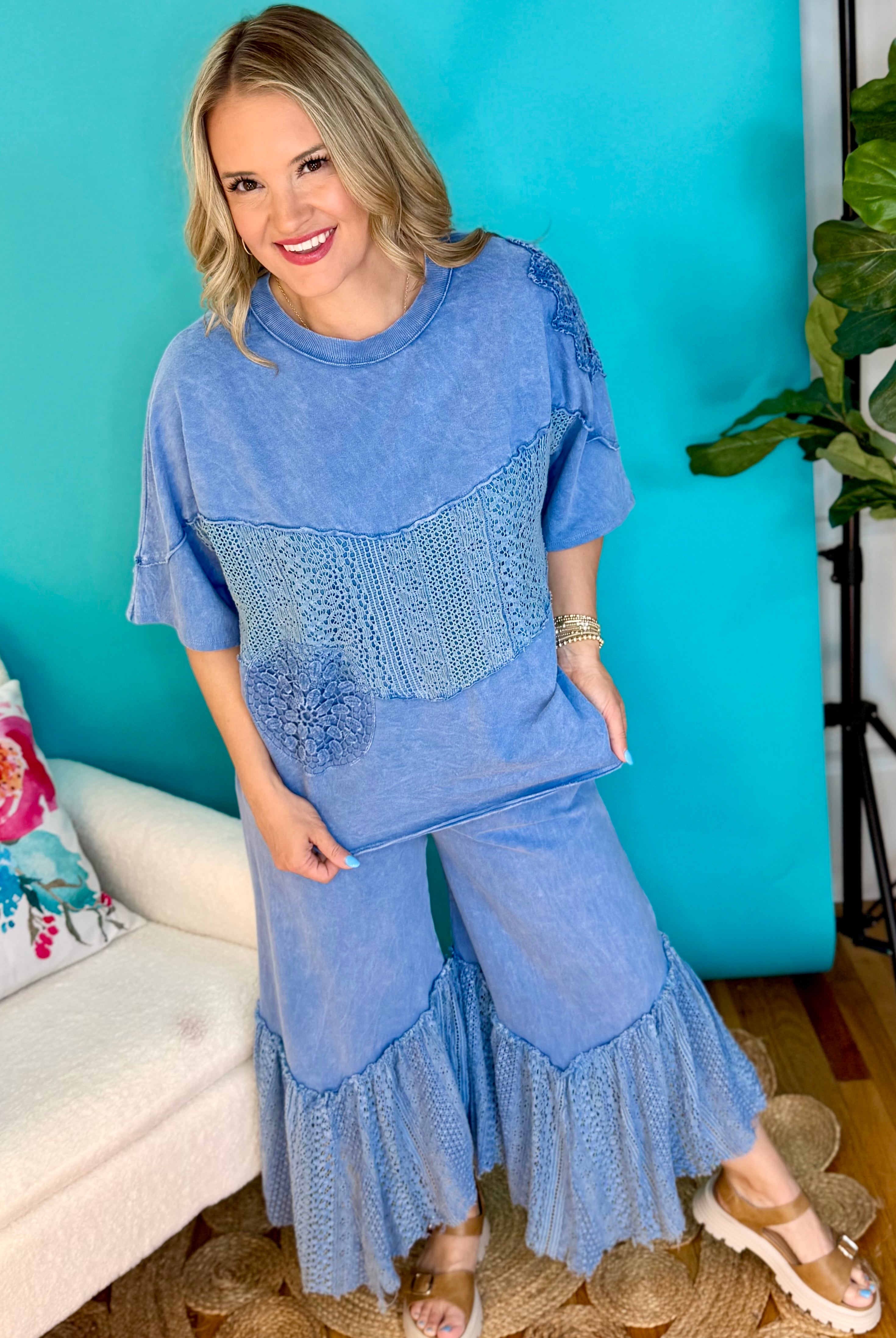 Lace Crochet Short Sleeve Top-100 Short Sleeve Tops-J.Her-The Lovely Closet, Women's Fashion Boutique in Alexandria, KY