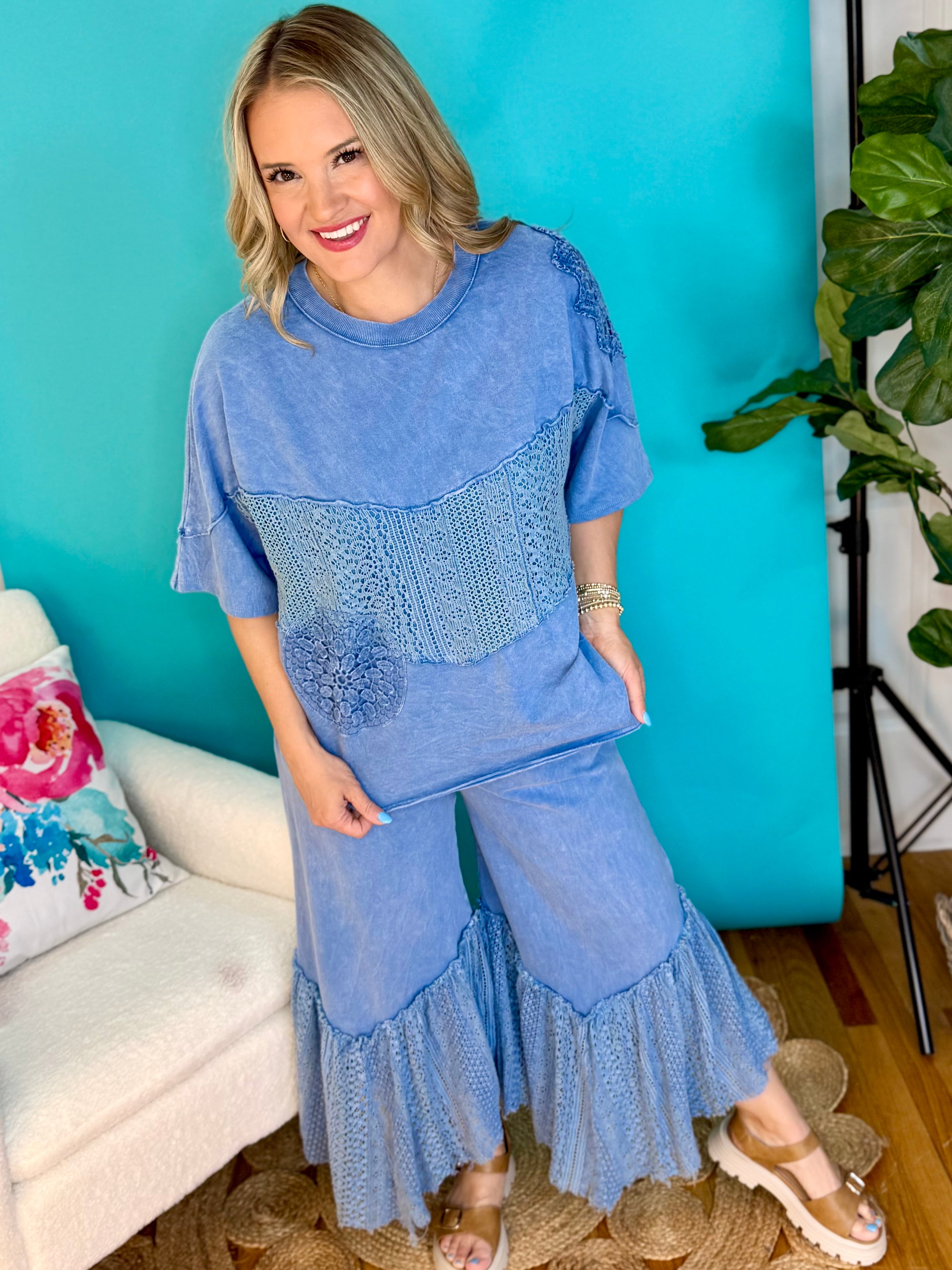 Lace Crochet Short Sleeve Top-100 Short Sleeve Tops-J.Her-The Lovely Closet, Women's Fashion Boutique in Alexandria, KY