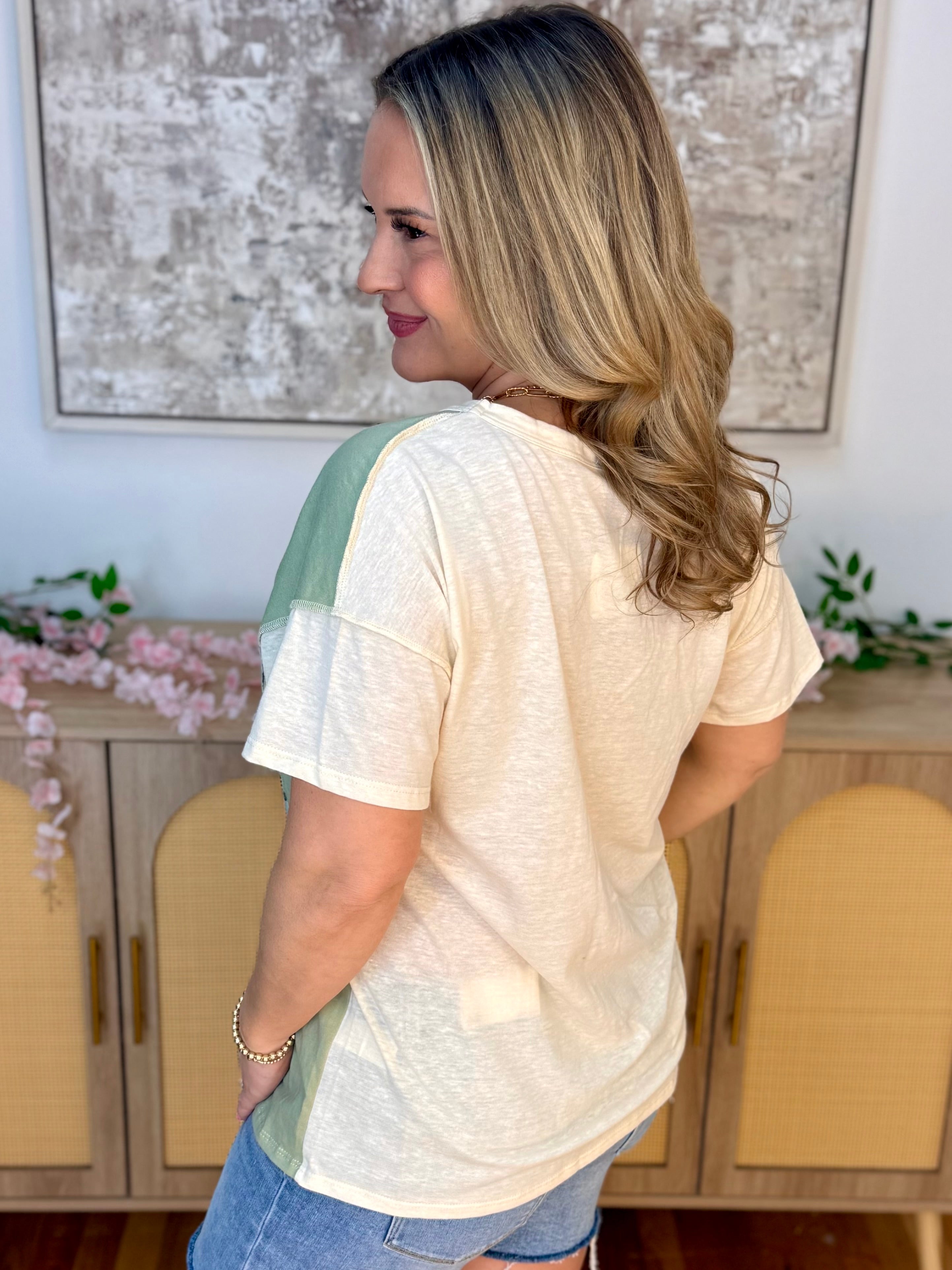 Spring Camo V-Neck Top-100 Short Sleeve Tops-bibi-The Lovely Closet, Women's Fashion Boutique in Alexandria, KY