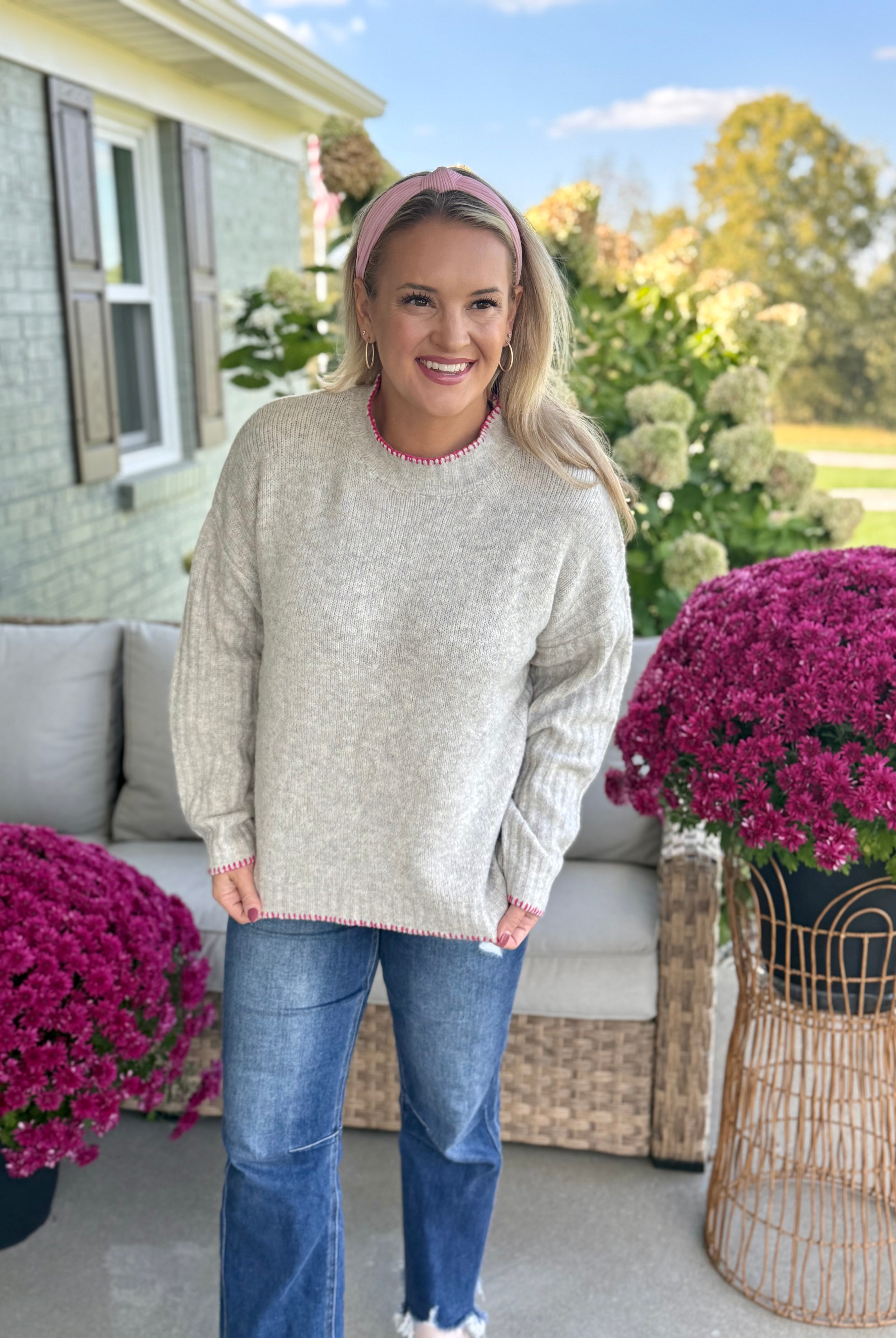 Touched by Pink Sweater-140 Sweaters-Donation Pink-The Lovely Closet, Women's Fashion Boutique in Alexandria, KY