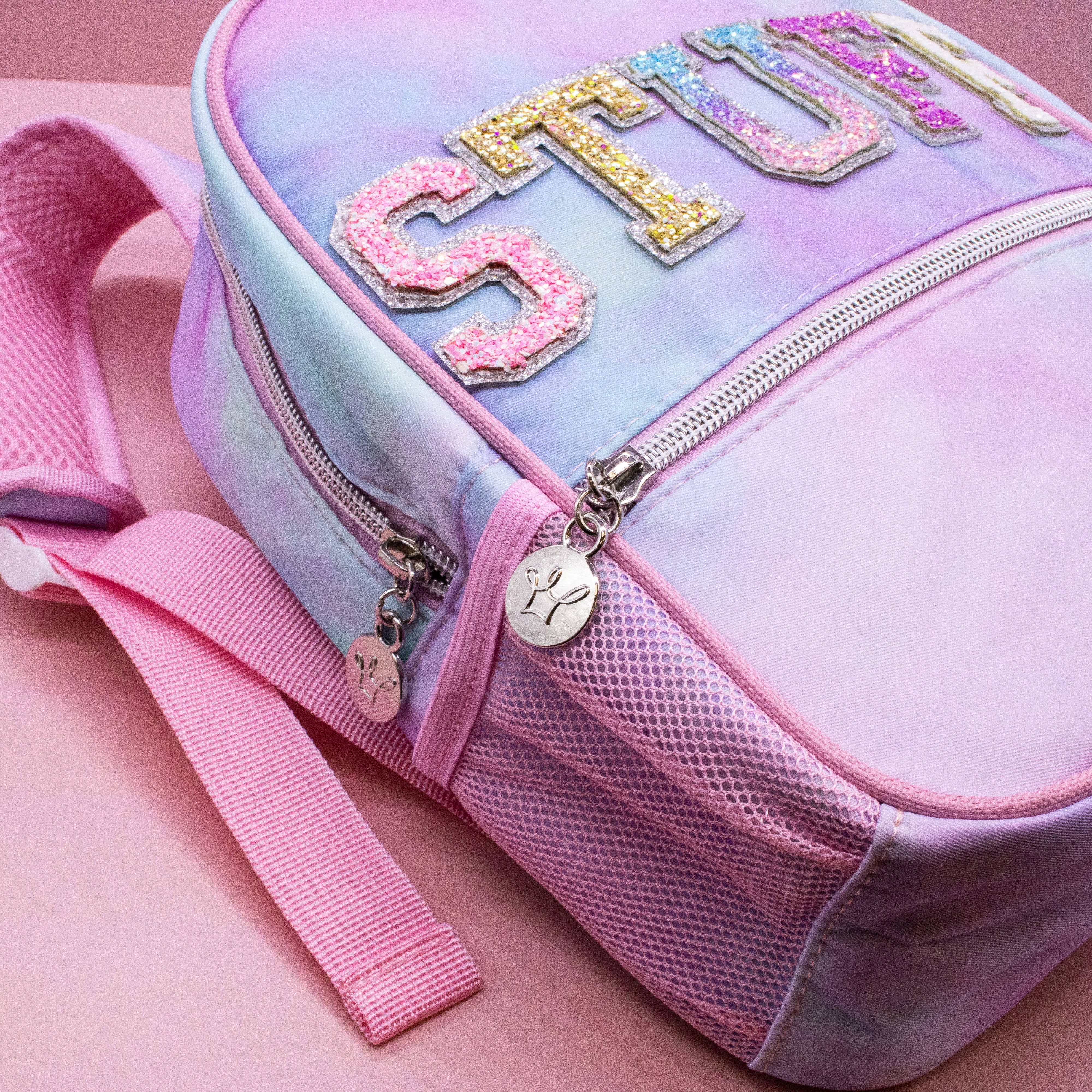 Girls Tie Dye Backpack with Glitter Varsity Letters-360 Carolines Closet-Frog Sac-The Lovely Closet, Women's Fashion Boutique in Alexandria, KY