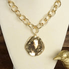 Chunky Chain & Hammered Disc Necklace - Gold-250 Jewelry-PennyLine inc-The Lovely Closet, Women's Fashion Boutique in Alexandria, KY