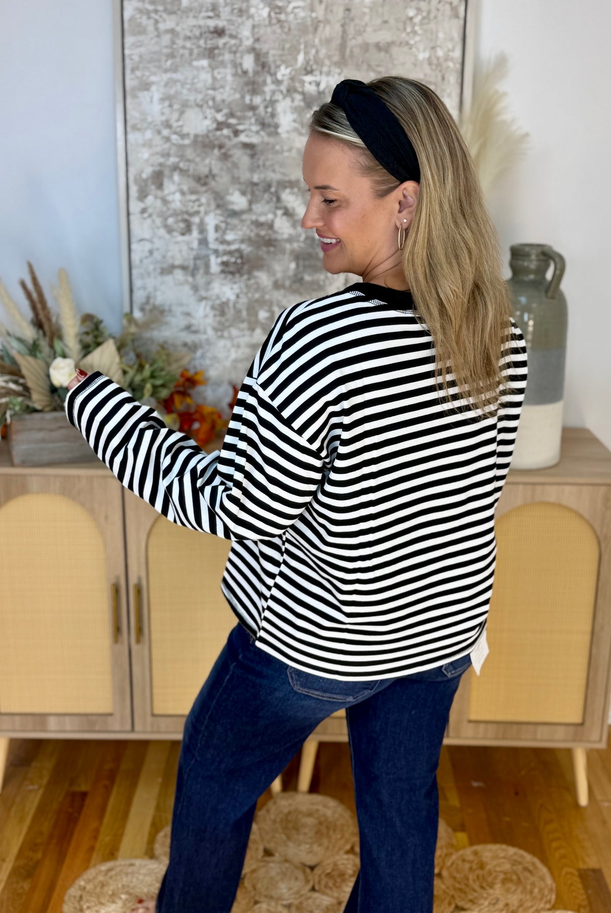 Halloween Ghost Striped Top-110 Long Sleeve Top-Main Strip-The Lovely Closet, Women's Fashion Boutique in Alexandria, KY