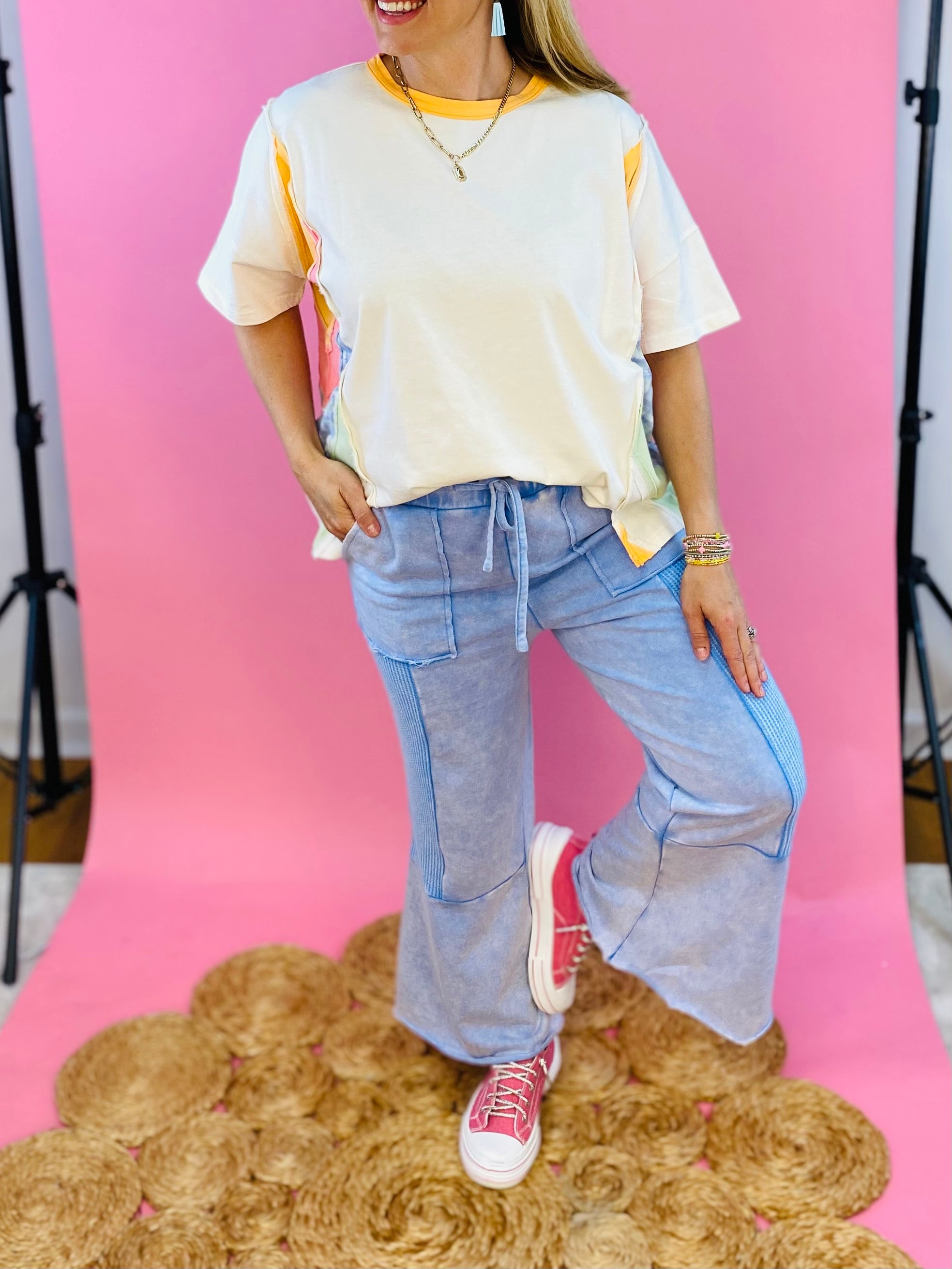 FINAL SALE Vintage Wash Flared Pants-240 Pants-Sage + Fig-The Lovely Closet, Women's Fashion Boutique in Alexandria, KY