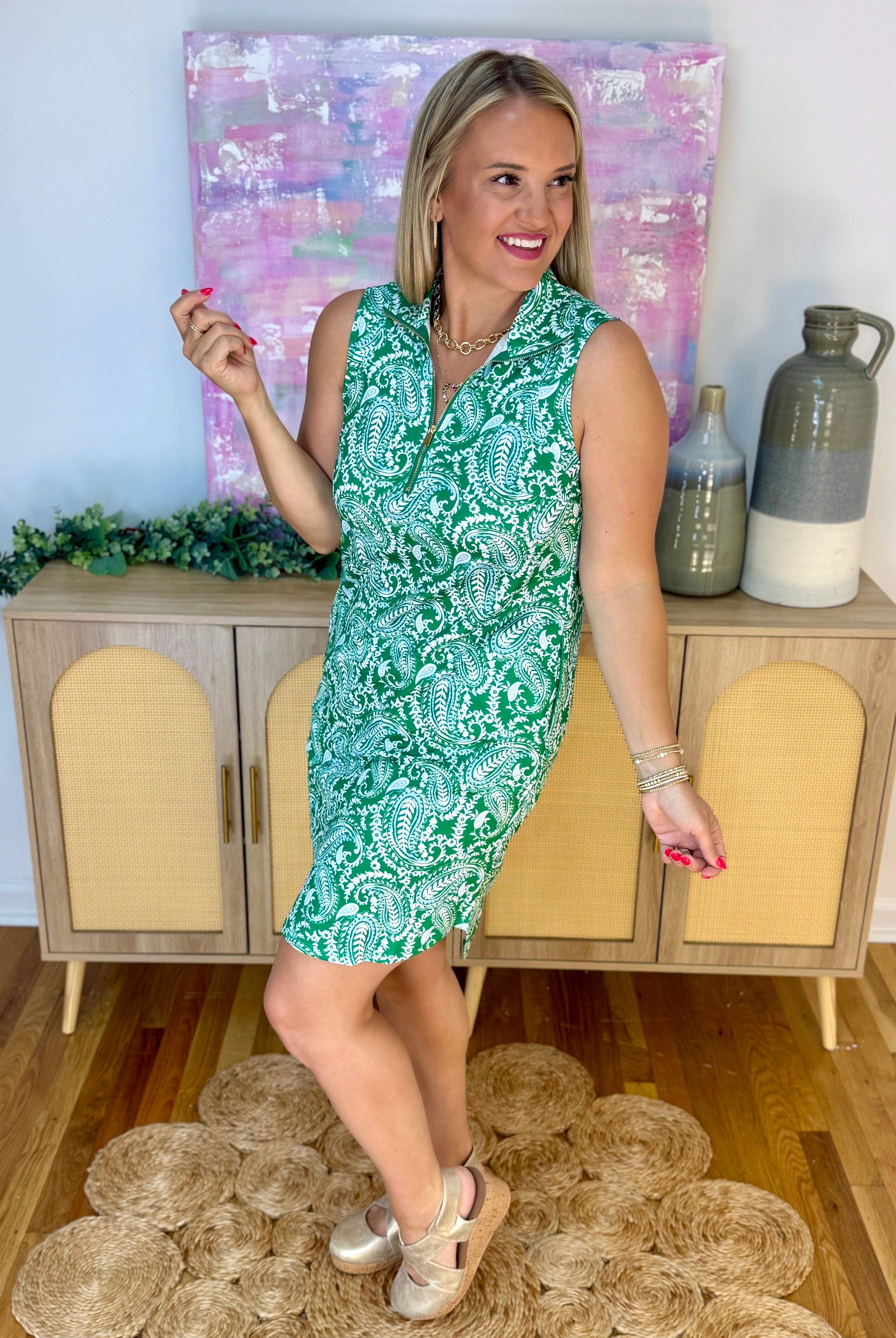Sun Cool Dress - Green Paisley-180 Dresses-Dear Scarlett-The Lovely Closet, Women's Fashion Boutique in Alexandria, KY