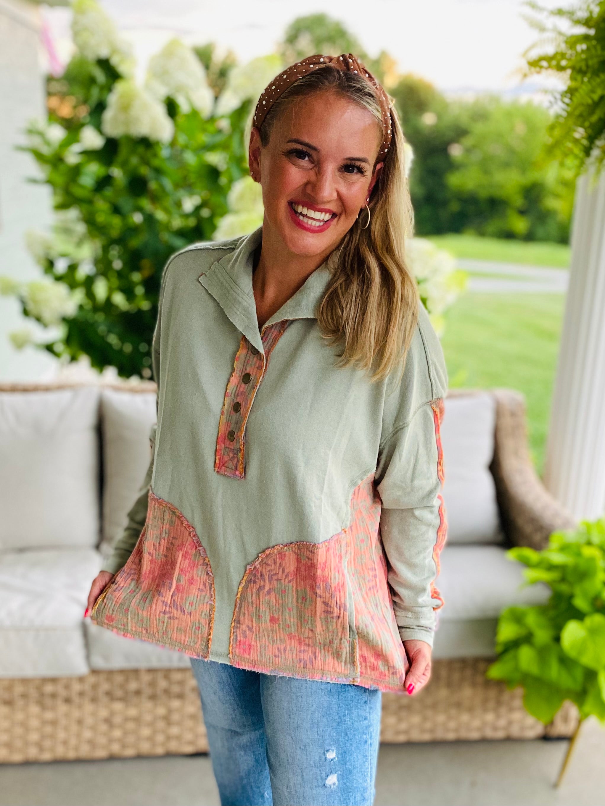 WASHED TERRY PULLOVER-170 Jackets/Outerwear-easel-The Lovely Closet, Women's Fashion Boutique in Alexandria, KY