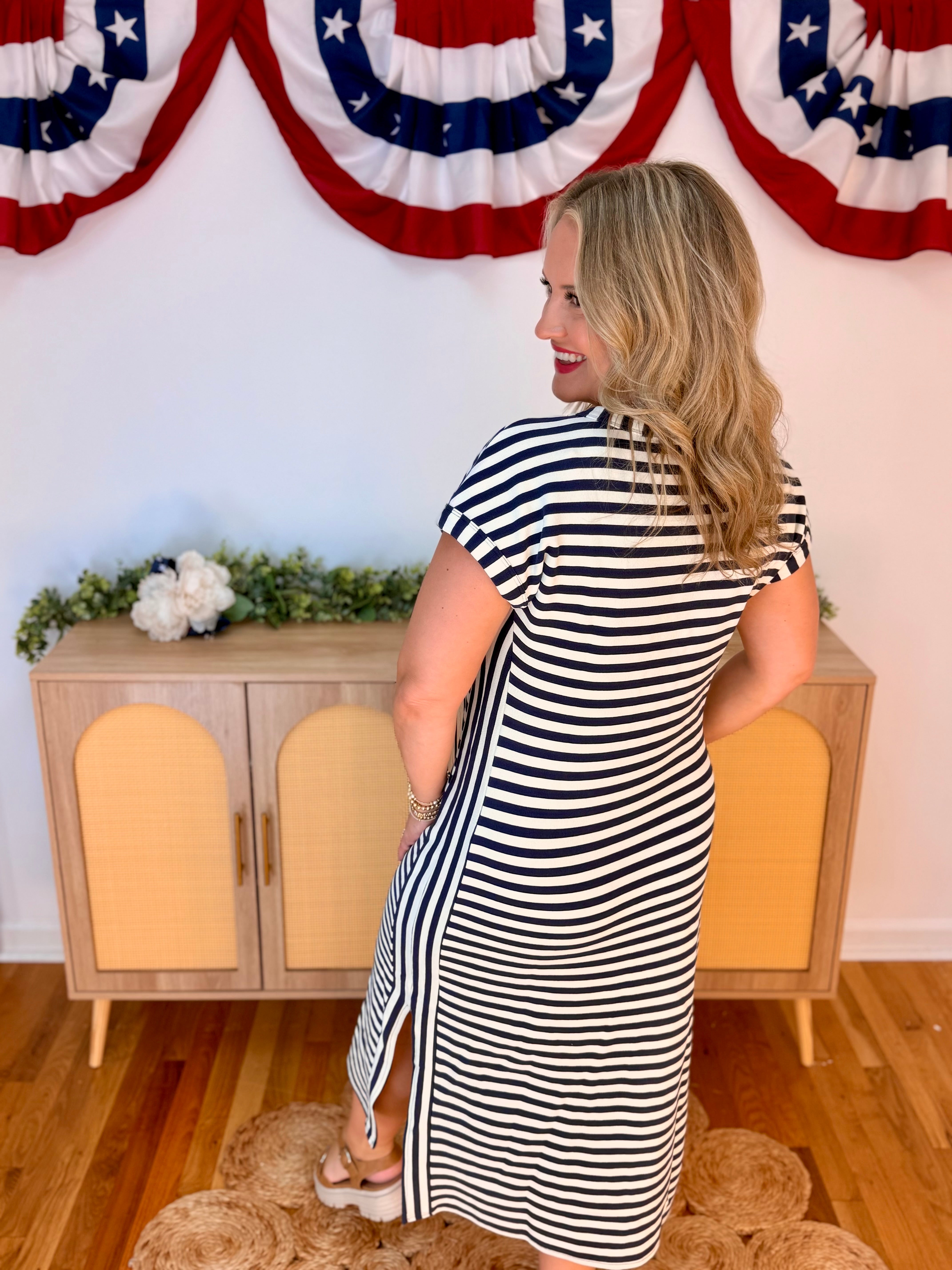 Classic Summer Midi Dress - Navy-180 Dresses-Blu Pepper-The Lovely Closet, Women's Fashion Boutique in Alexandria, KY