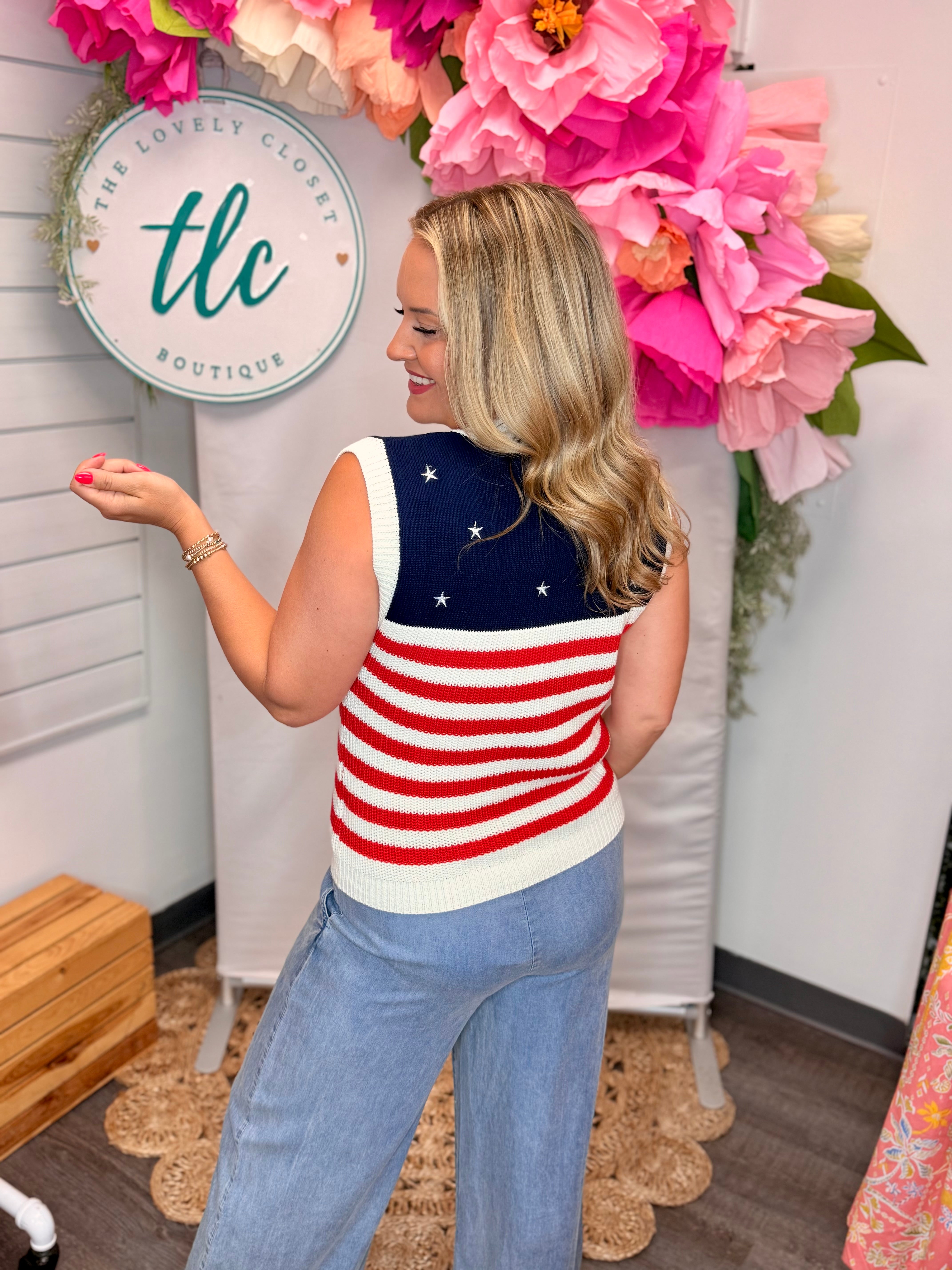 All American Girl Sweater Tank Top-120 Sleeveless Tops-Anniewear-The Lovely Closet, Women's Fashion Boutique in Alexandria, KY
