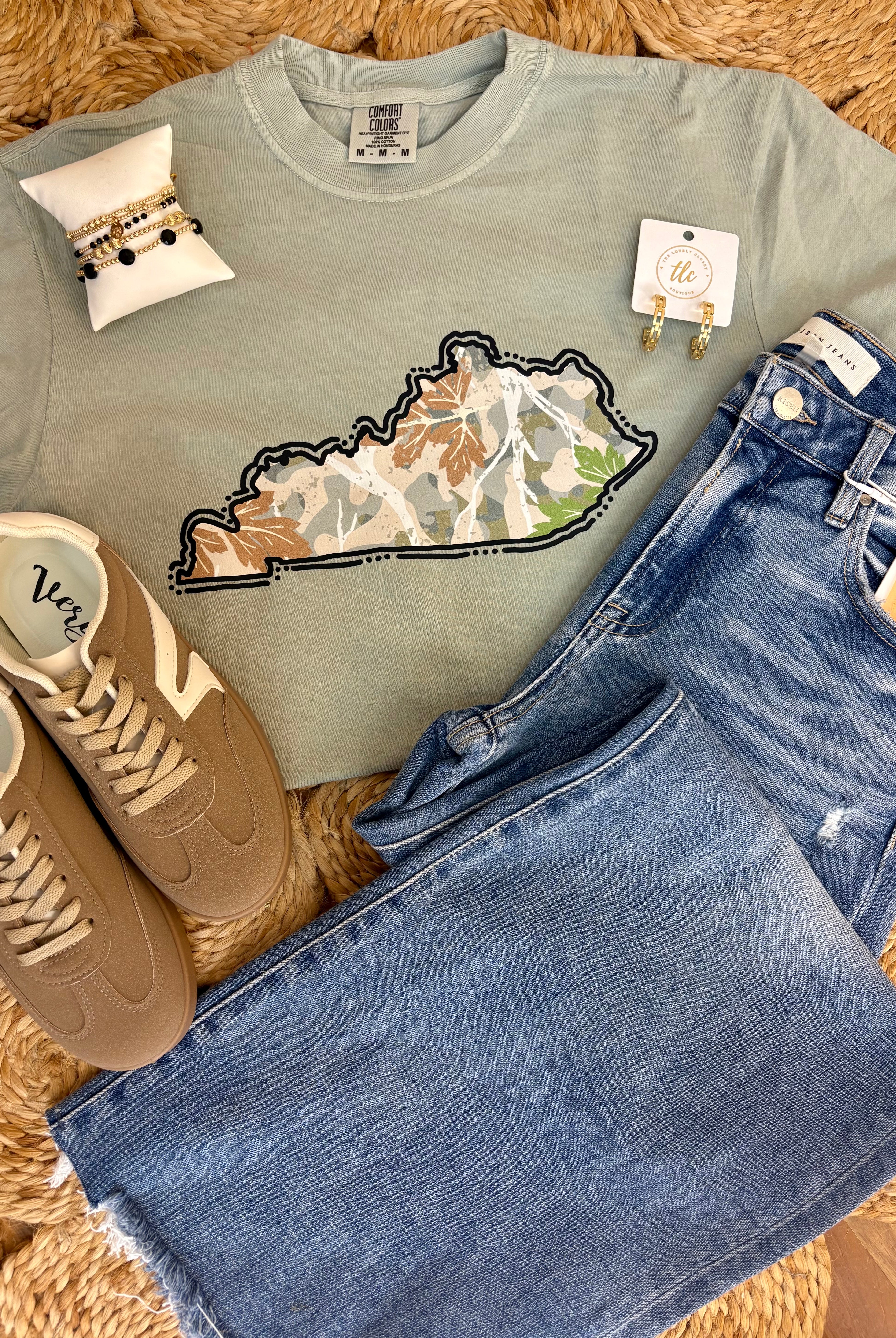 FINAL SALE Camo Cutie in Kentucky Graphic T-Shirt-130 Graphics-The Lovely Closet-The Lovely Closet, Women's Fashion Boutique in Alexandria, KY