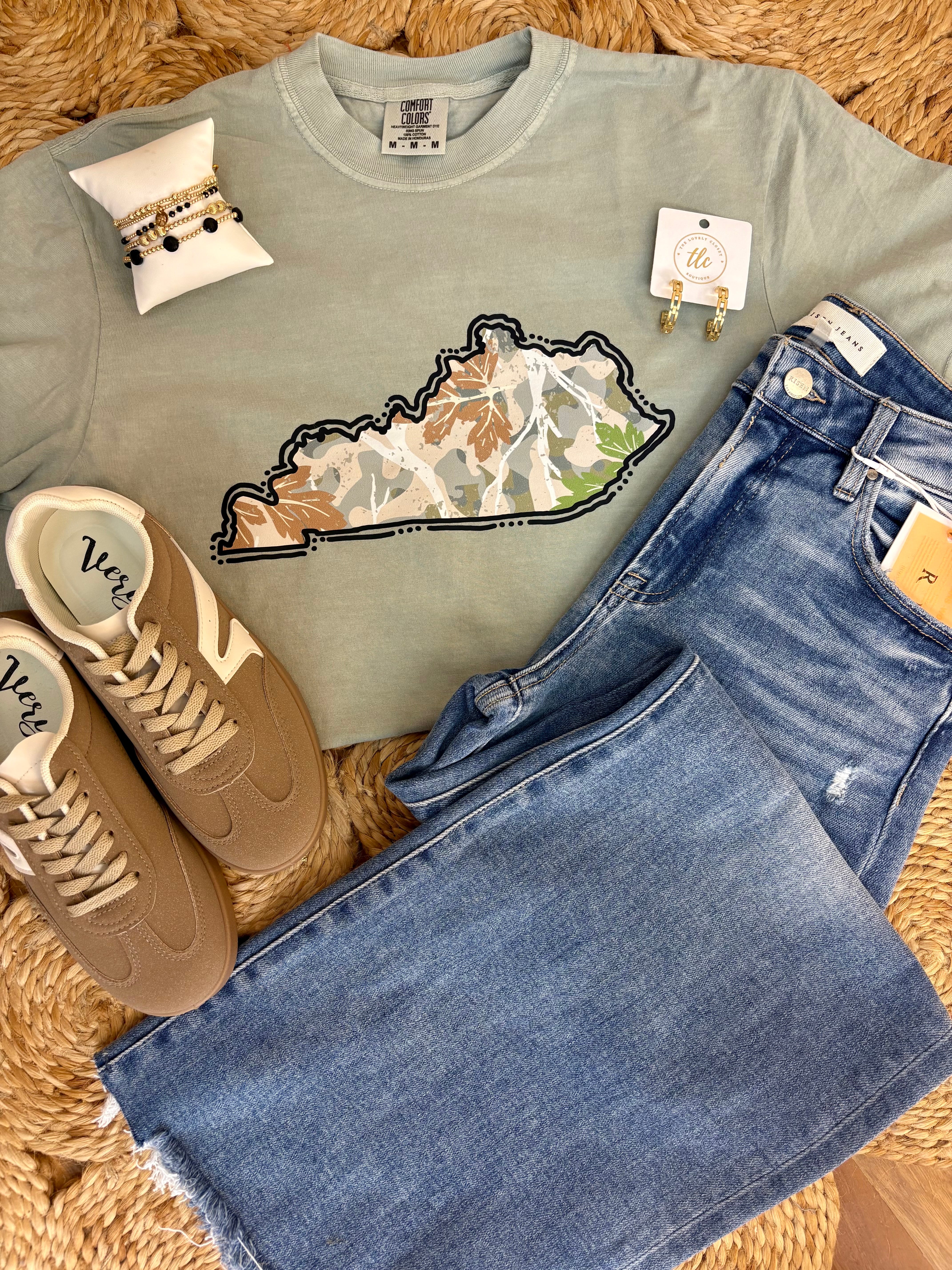 FINAL SALE Camo Cutie in Kentucky Graphic T-Shirt-130 Graphics-The Lovely Closet-The Lovely Closet, Women's Fashion Boutique in Alexandria, KY