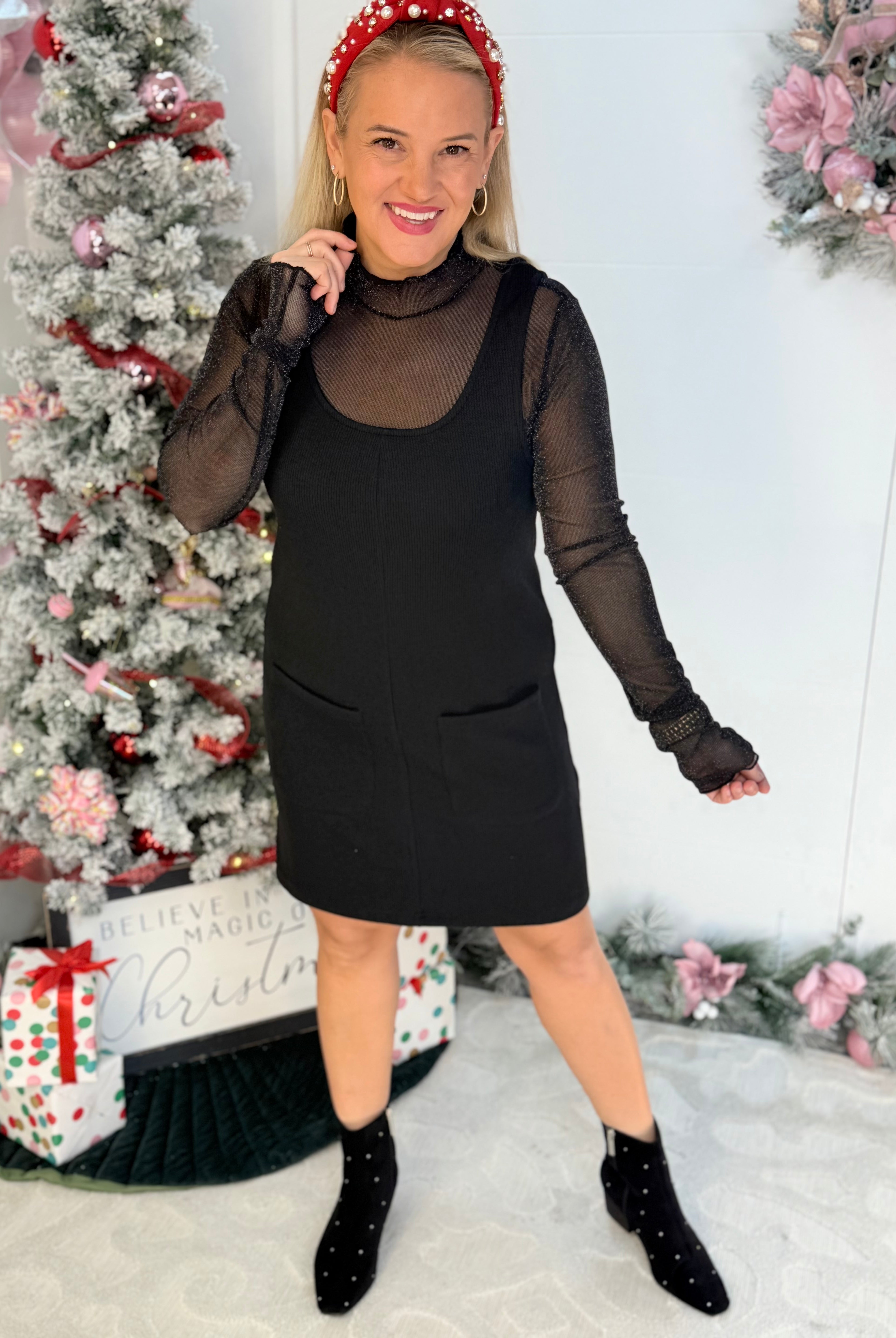 Jess Lea - Keigan Mesh Top - Black Glitter-110 Long Sleeve Top-Jess Lea-The Lovely Closet, Women's Fashion Boutique in Alexandria, KY