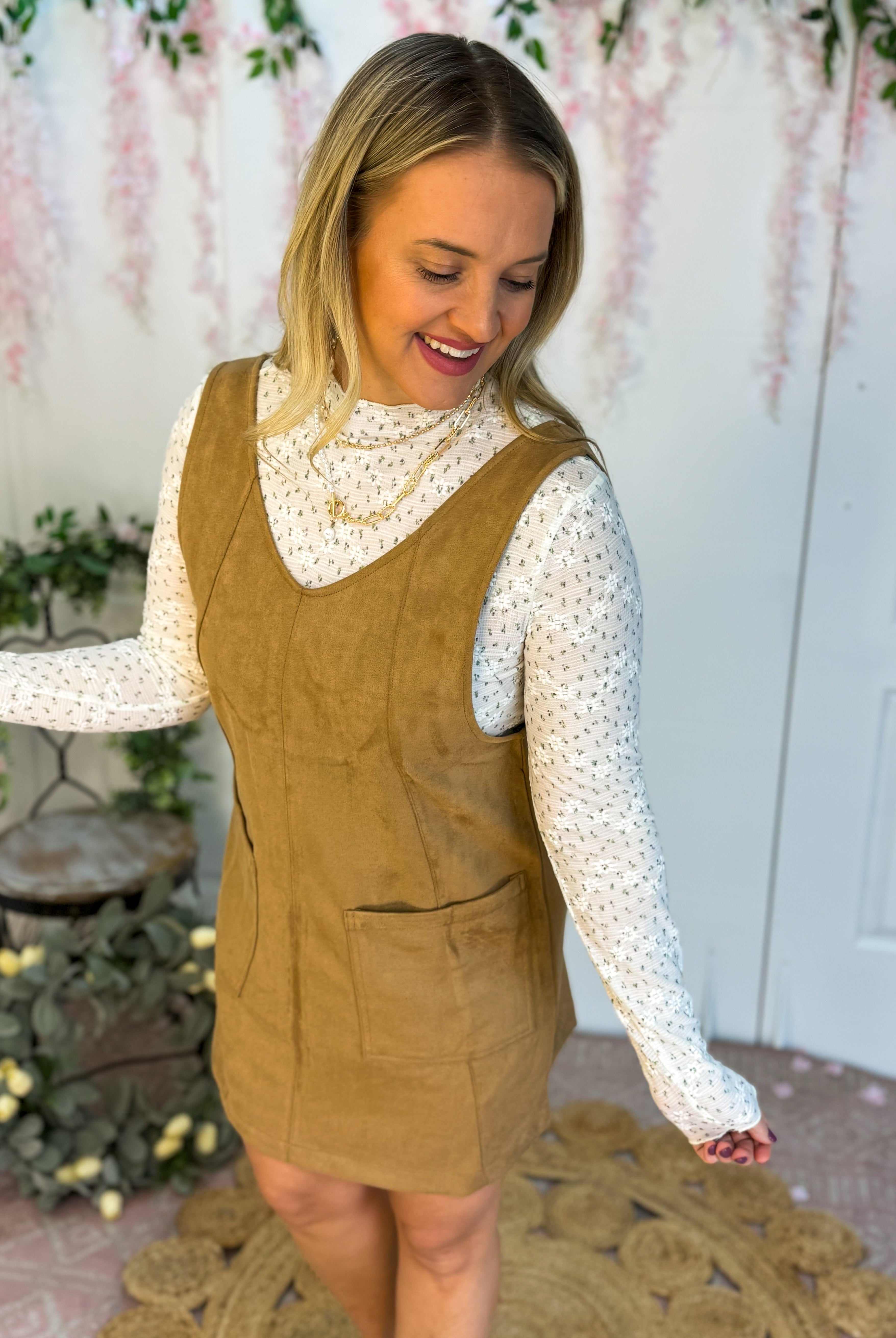 Faux Suede Jumper-180 Dresses-The Lovely Closet-The Lovely Closet, Women's Fashion Boutique in Alexandria, KY