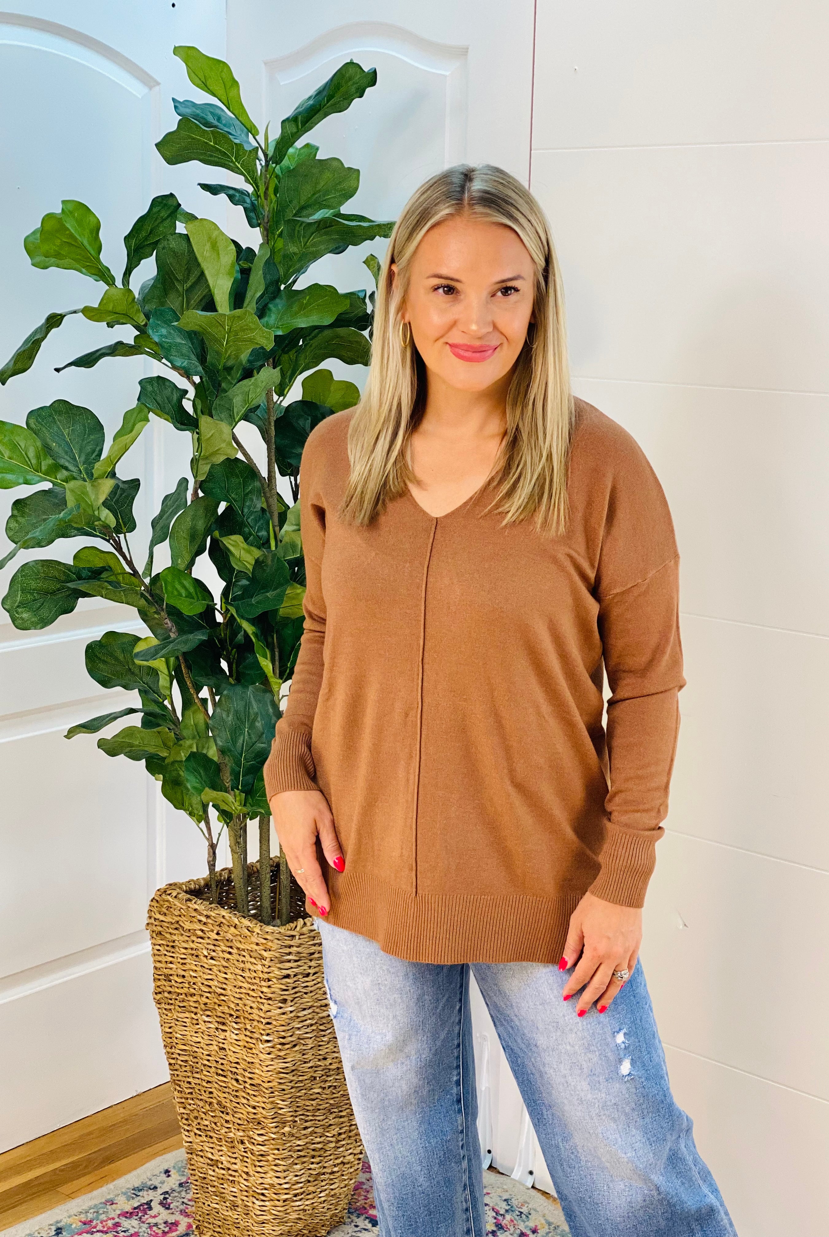 Dream Sweater - Lt. Brown-140 Sweaters-zenana-The Lovely Closet, Women's Fashion Boutique in Alexandria, KY