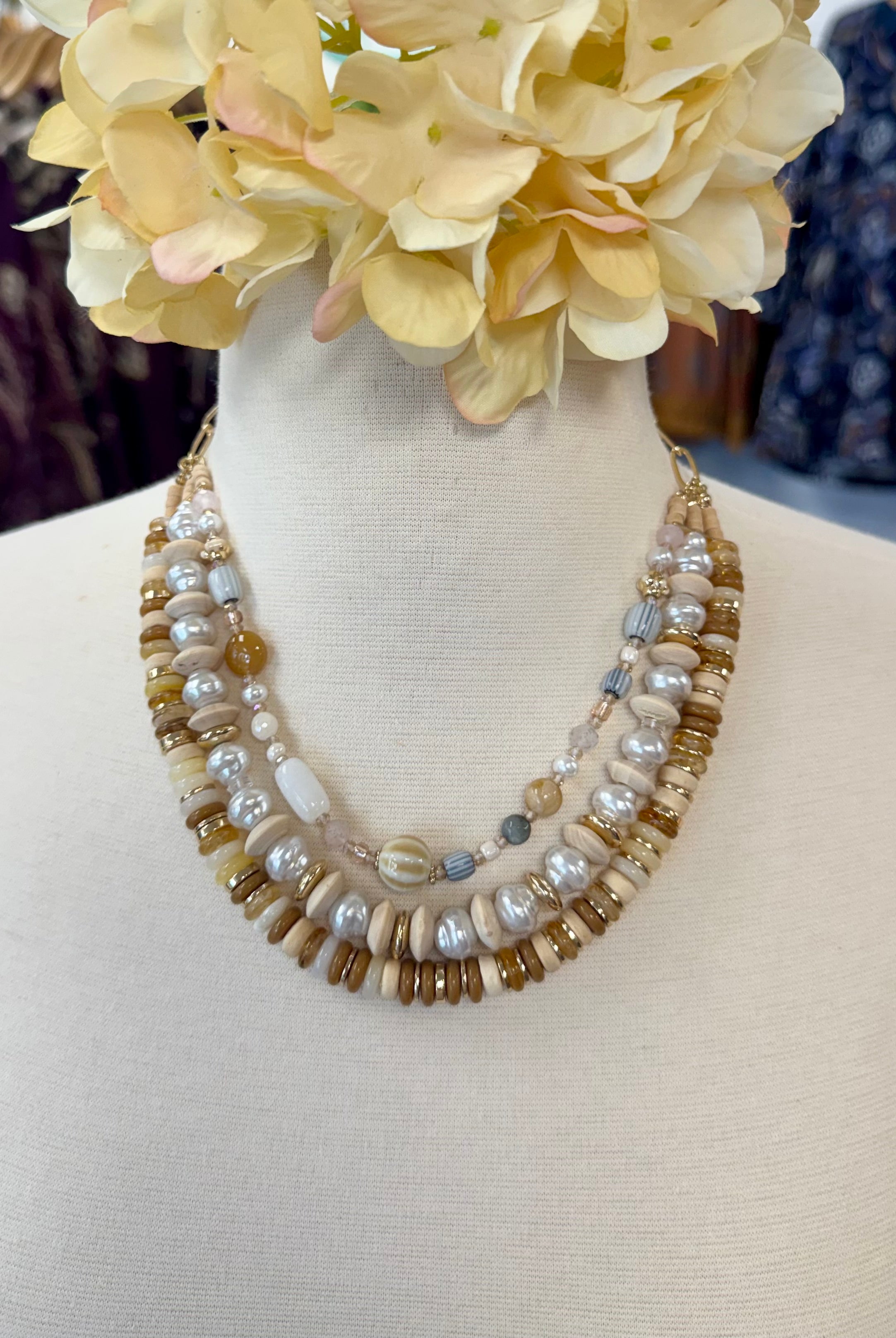 Maple Jewel Layered Candy Bead Necklace-280 Accessories-Golden Stella-The Lovely Closet, Women's Fashion Boutique in Alexandria, KY