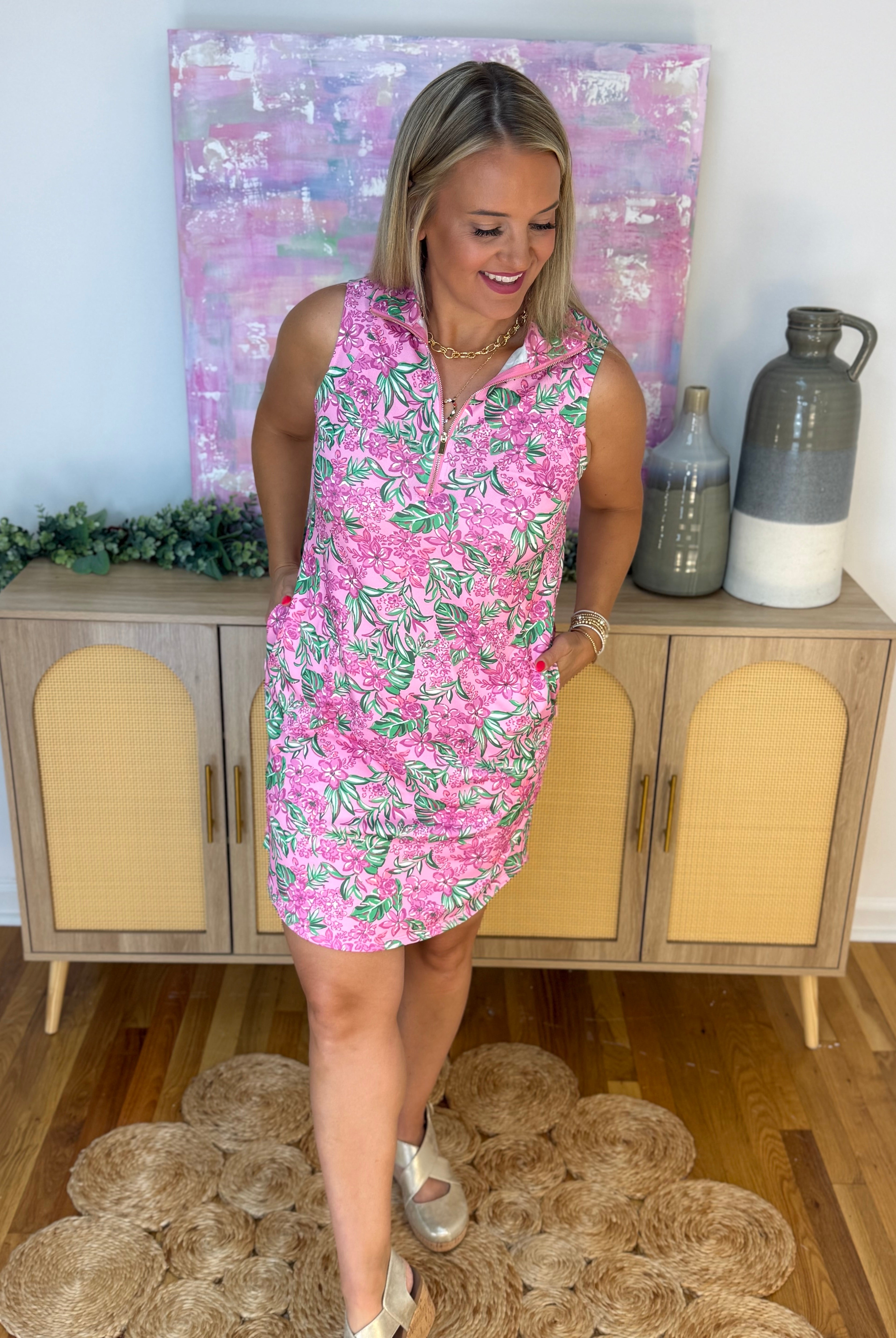 Sun Cool Dress - Pink and Green Multi-180 Dresses-Dear Scarlett-The Lovely Closet, Women's Fashion Boutique in Alexandria, KY