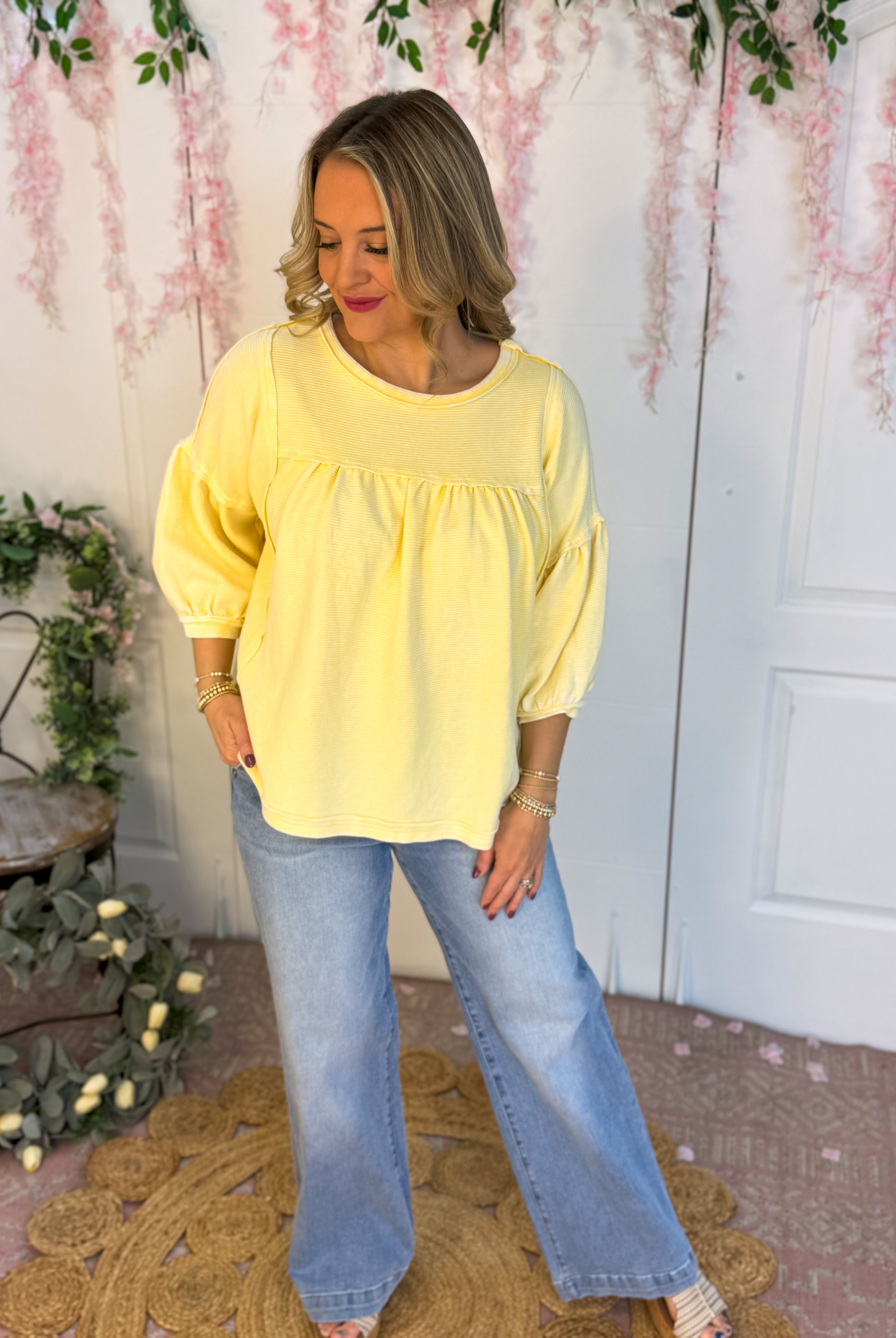 Walking on Sunshine Top-100 Short Sleeve Tops-easel-The Lovely Closet, Women's Fashion Boutique in Alexandria, KY
