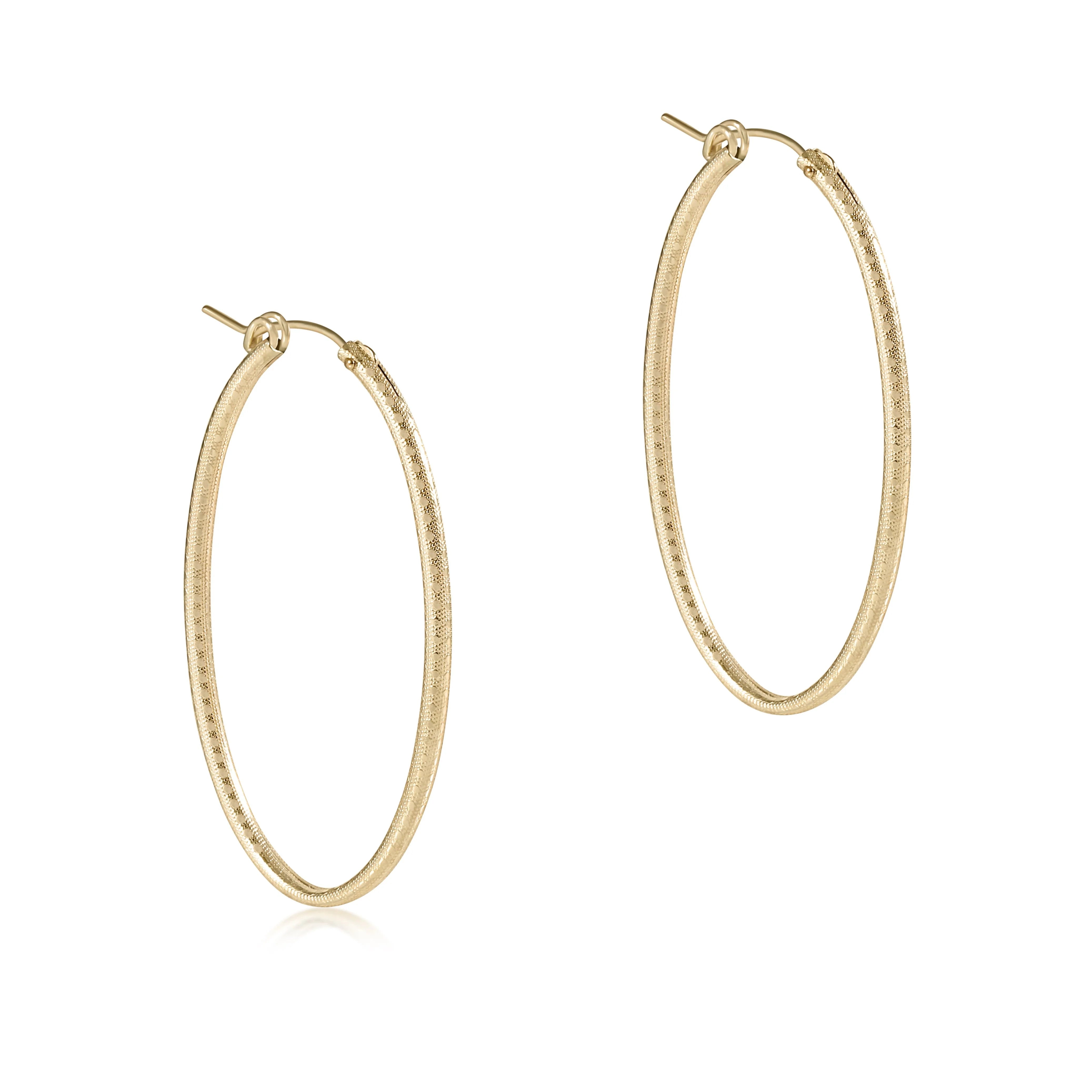 Oval Gold 2" Hoop Textured Earring-260 eNewton-eNewton-The Lovely Closet, Women's Fashion Boutique in Alexandria, KY