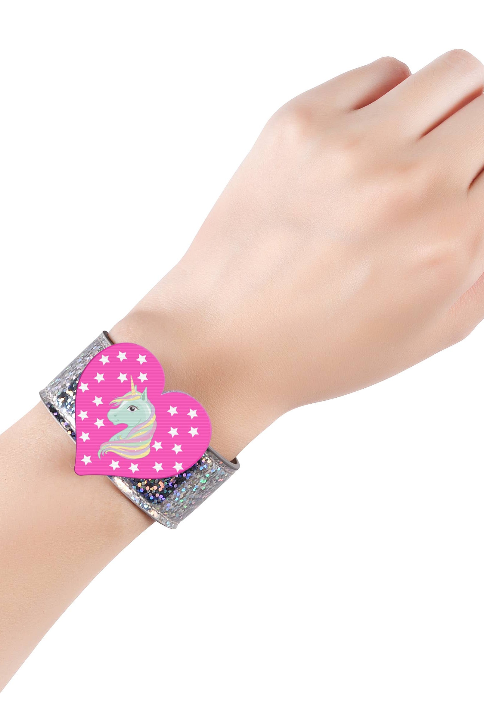 Glitter Slap Bracelet with 3D Image-Shifting Charms-310 Gift-Frog Sac-The Lovely Closet, Women's Fashion Boutique in Alexandria, KY