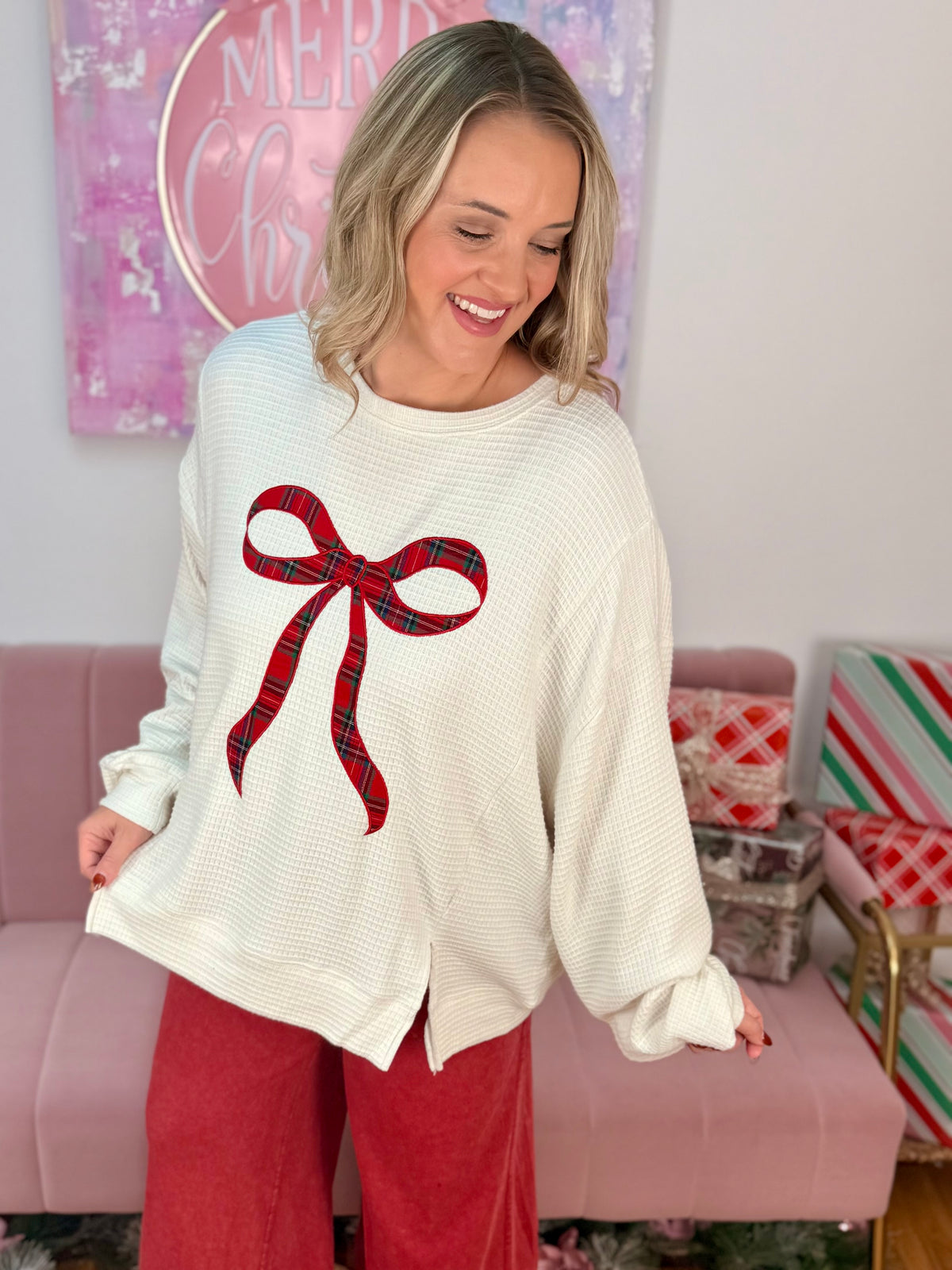 Home for the Holidays Top-110 Long Sleeve Top-Main Strip-The Lovely Closet, Women's Fashion Boutique in Alexandria, KY
