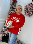 Lakelyn Merry Bow Pullover-150 Sweatshirts-Mary Square-The Lovely Closet, Women's Fashion Boutique in Alexandria, KY