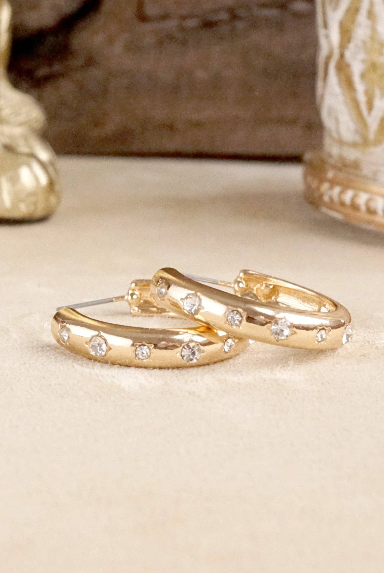 Classic Bubble Hoops – Gold with Crystal-250 Jewelry-PennyLine inc-The Lovely Closet, Women's Fashion Boutique in Alexandria, KY